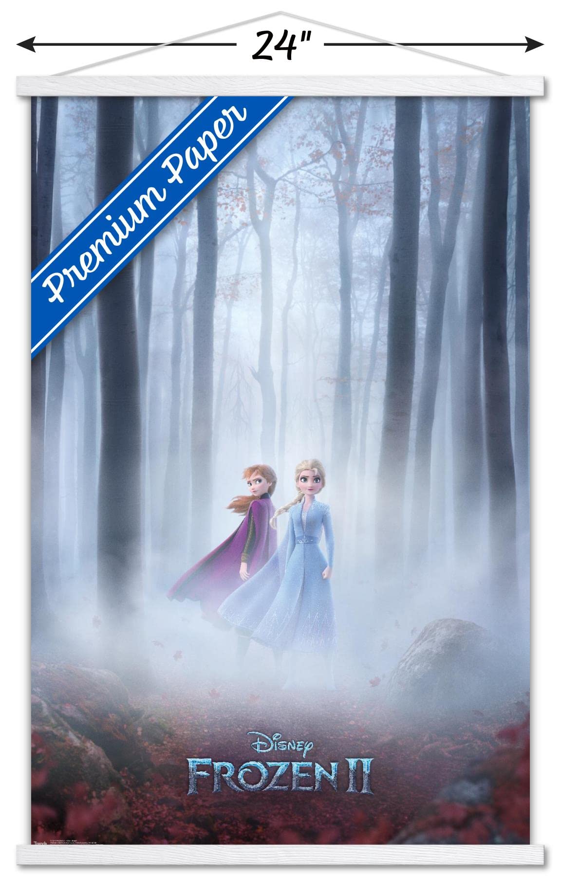 Disney Frozen 2 Wall Poster - Premium One Sheet 22.375x34 Inches with White Hanger | Official Movie Art for Kids Room Decor, Classroom, or Birthday Party