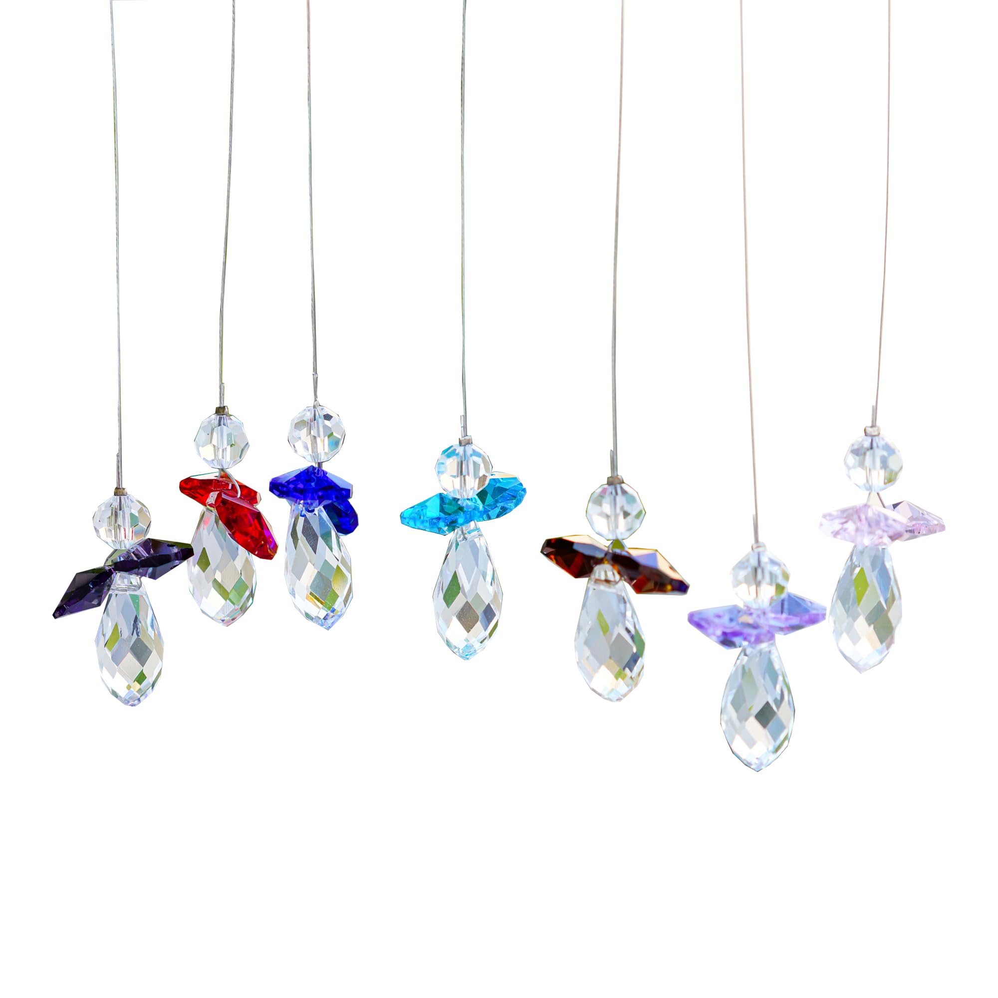 H&D HYALINE & DORA Crystal Angel Suncatcher - 7pcs Rainbow Window Prism Decor, Stained Glass Effect Light Catcher for Home, Office, Garden & Spiritual Healing Space