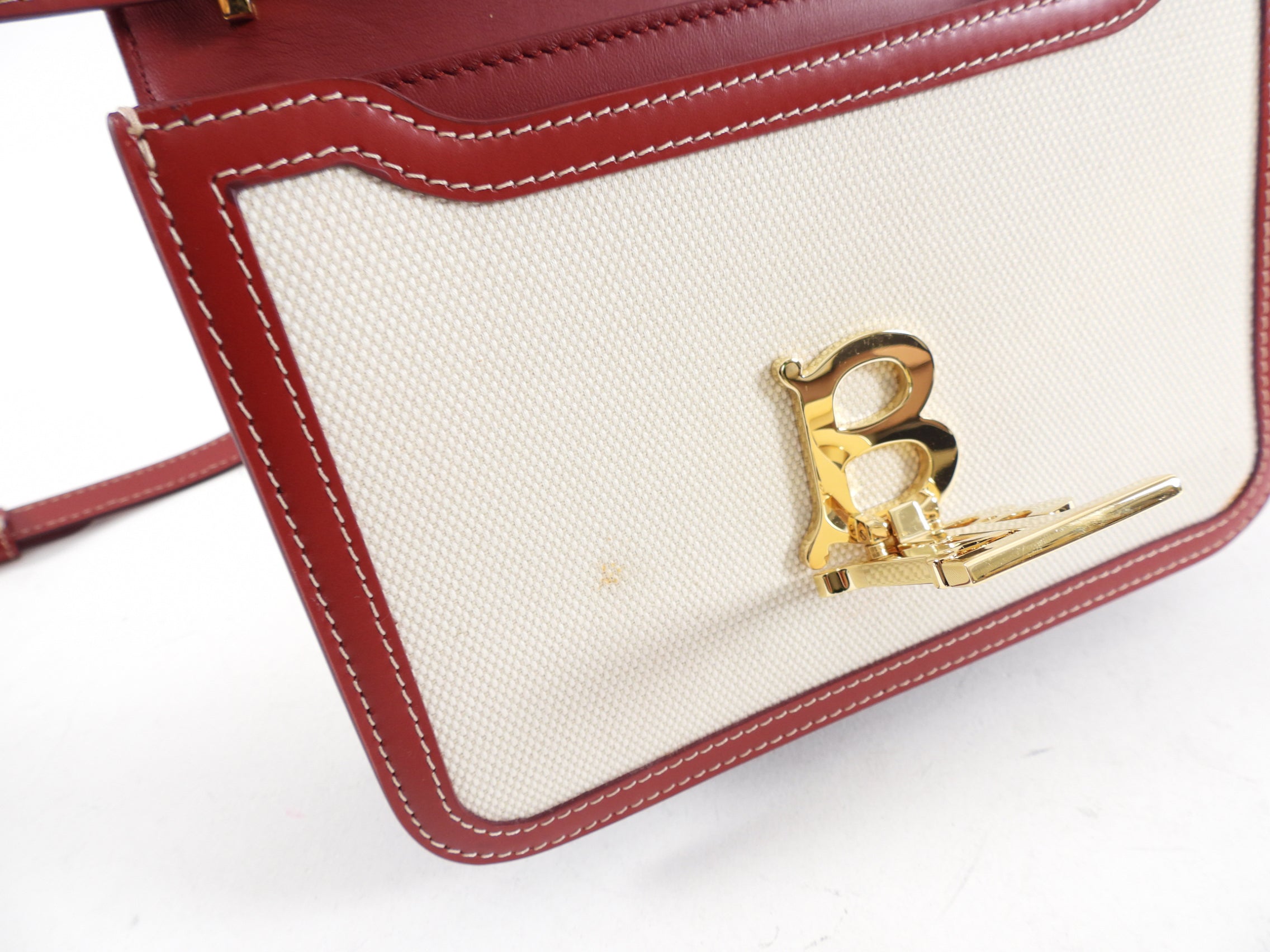 Burberry Small TB Canvas Toile and Red Leather Crossbody Bag for Women | Luxury Designer Handbag for Everyday Use, Date Night & Travel Accessories