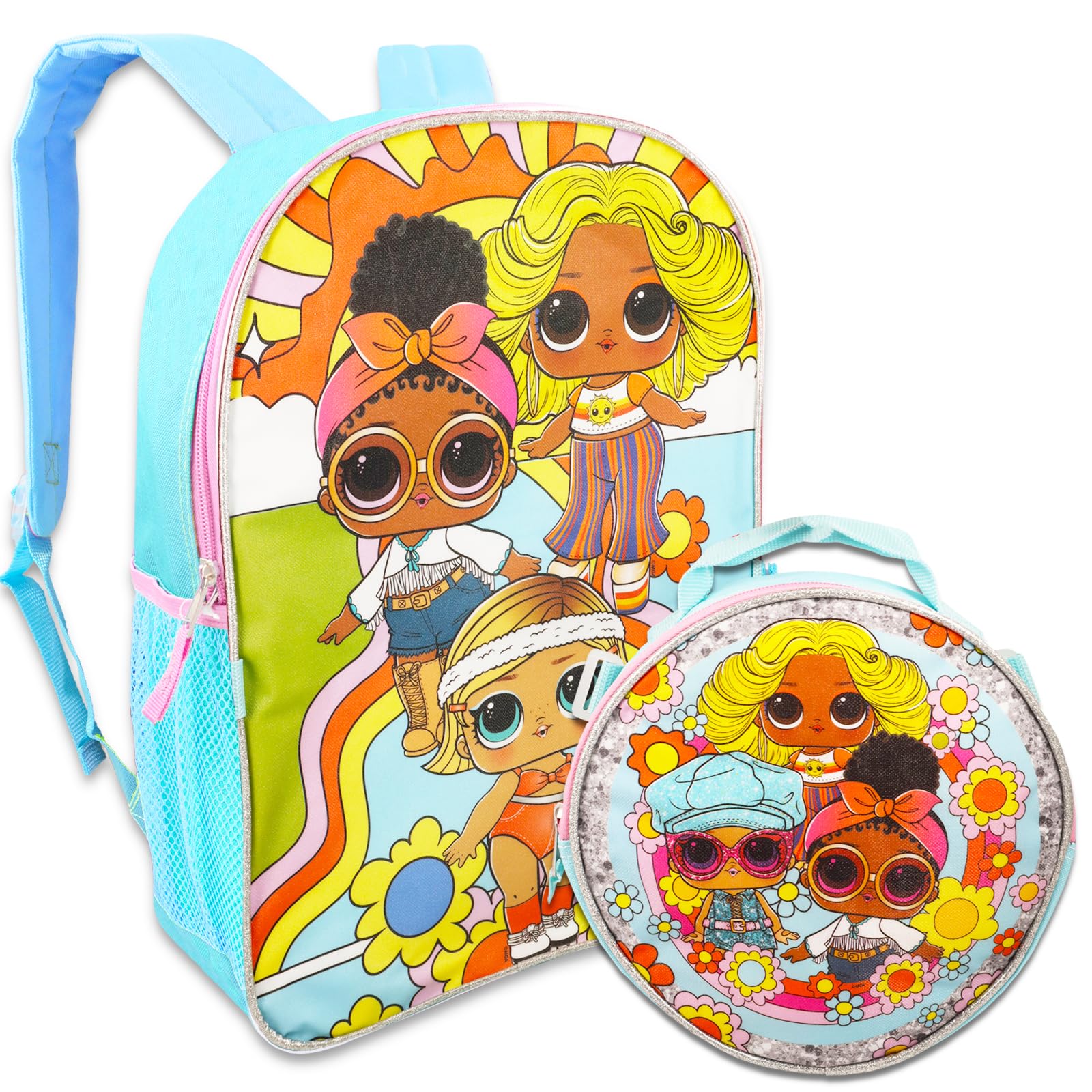 LOL Surprise! Backpack and Lunch Bag Set - 5 Piece School Bundle with 16