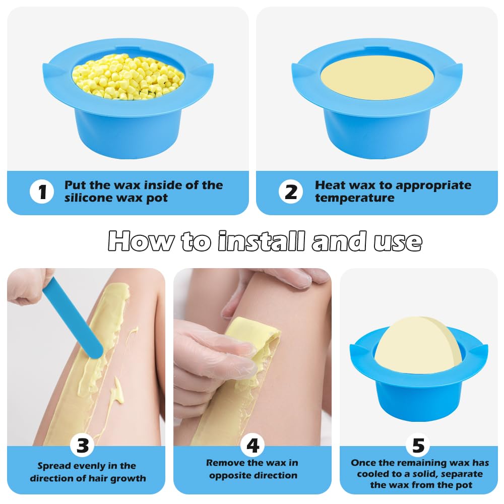 2 Pack Replaceable Wax Warmer Pot with Removable Silicone Bowl - Waxing Machine Accessories for Hair Removal at Home, Salon & Spa Use