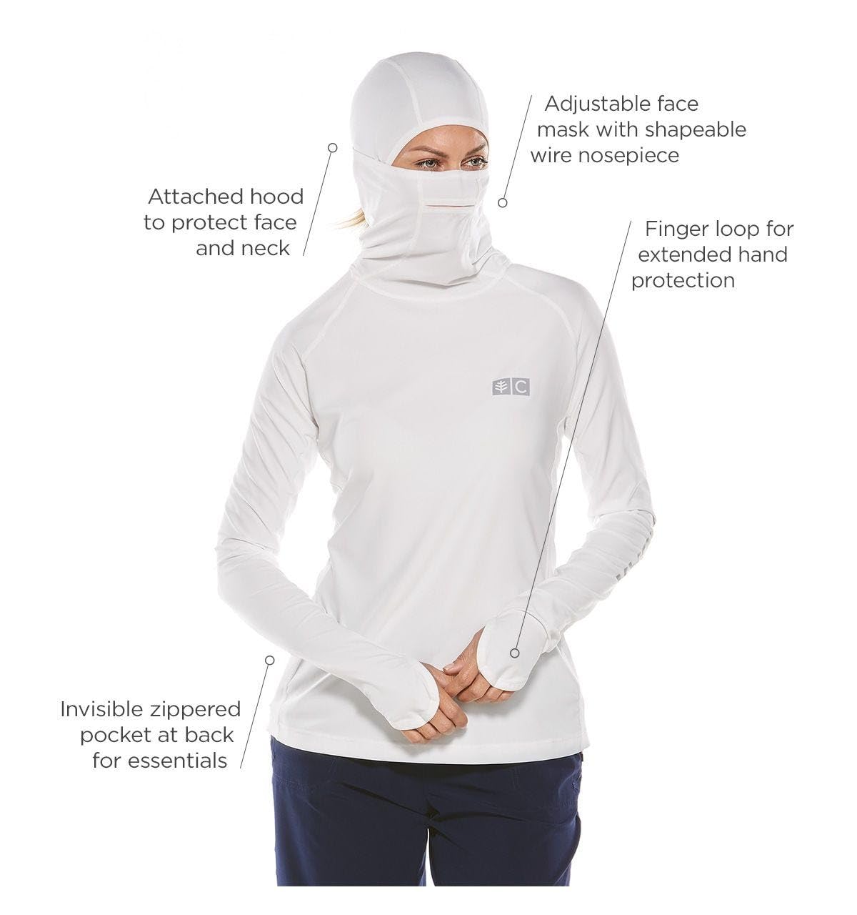 Coolibar UPF 50+ Women's Paros Sailing Hoodie - Sun Protective Long Sleeve Shirt for Outdoor Activities, Beach, Boating & Travel