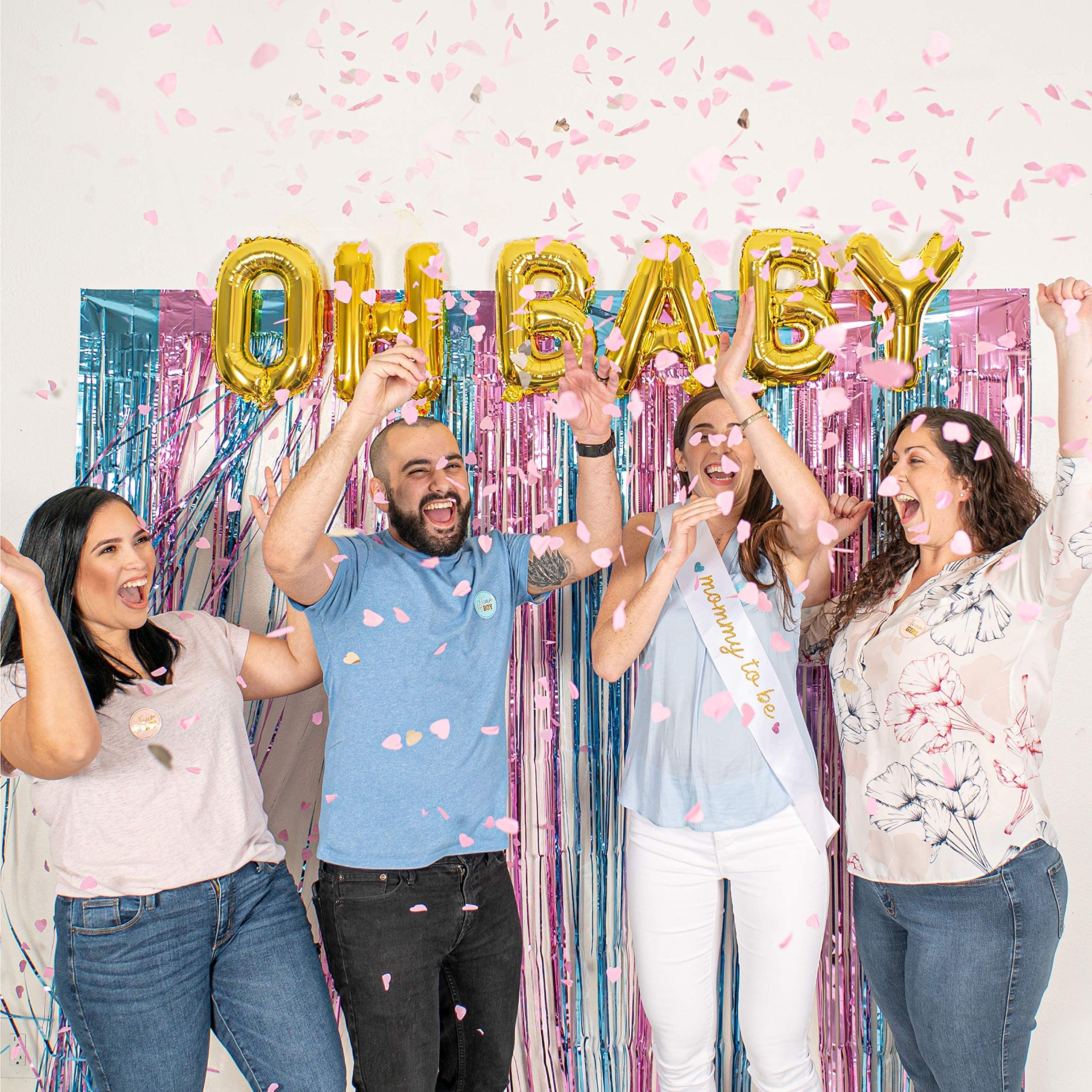 Gender Reveal Party Supplies - 116pcs Balloons, Banner, Props for Baby Shower & Celebrations