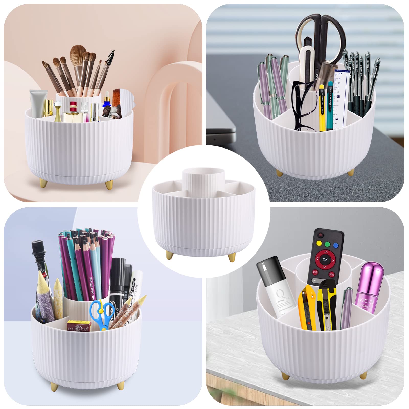 360° Rotating Makeup Organizer - Cosmetic Brush Holder & Jewelry Storage for Dressing Table, Bathroom, Bedroom | Perfect for Lipstick, Perfume, Stationery & Beauty Tools Organization