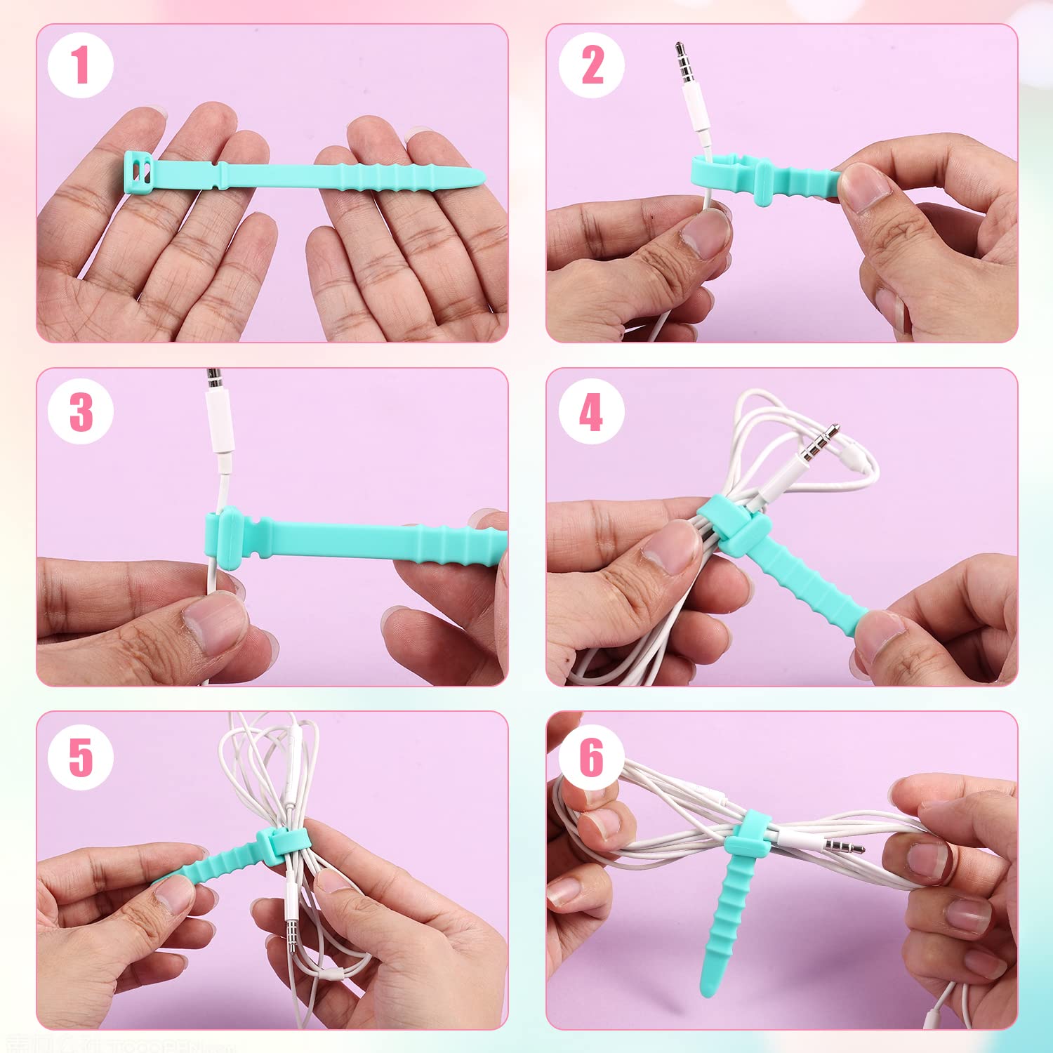 28pcs Reusable Silicone Cable Ties - 4.5inch Elastic Wire Organizer Straps for Charging Cables, USB Cables, Pens, Keychains & Earphones (7 Colors) - Perfect for Home, Office & Travel Cable Management