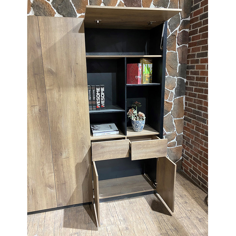 EASTON 3.2M Display Unit in Warm Oak & Black - Modern Shelving for Retail Stores, Boutiques & Home Decor Display