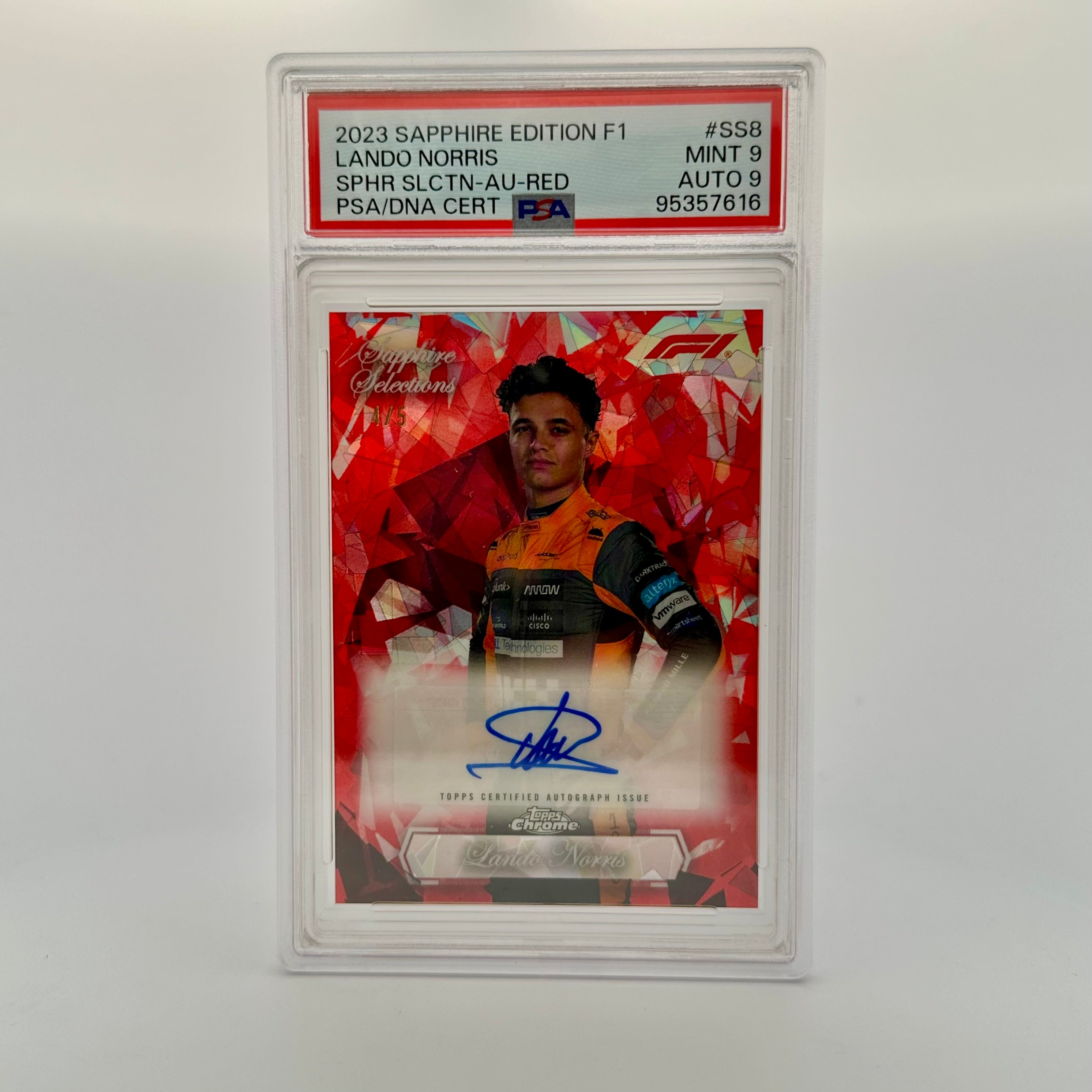 2023 Topps Chrome Sapphire Selections PSA 9 Lando Norris #SS8 Red Autograph - Rare F1 Racing Collectible for Fans & Card Investors