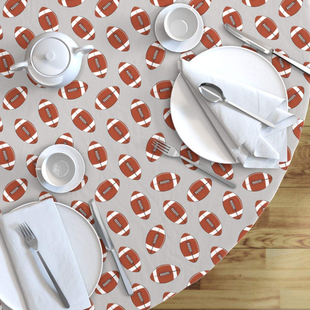 Custom Football Gray Sports Print Cotton Sateen Tablecloth - 70