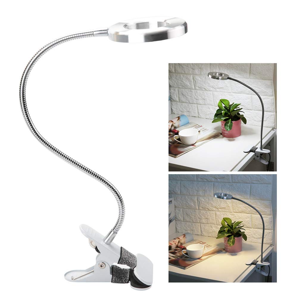 USB Gooseneck Desk Lamp with Clip - Adjustable Circle Makeup Light for Eyebrow & Lip Tattoo, Beauty Salon & Home Use | Portable LED Reading Light for Makeup, Study & Office Work
