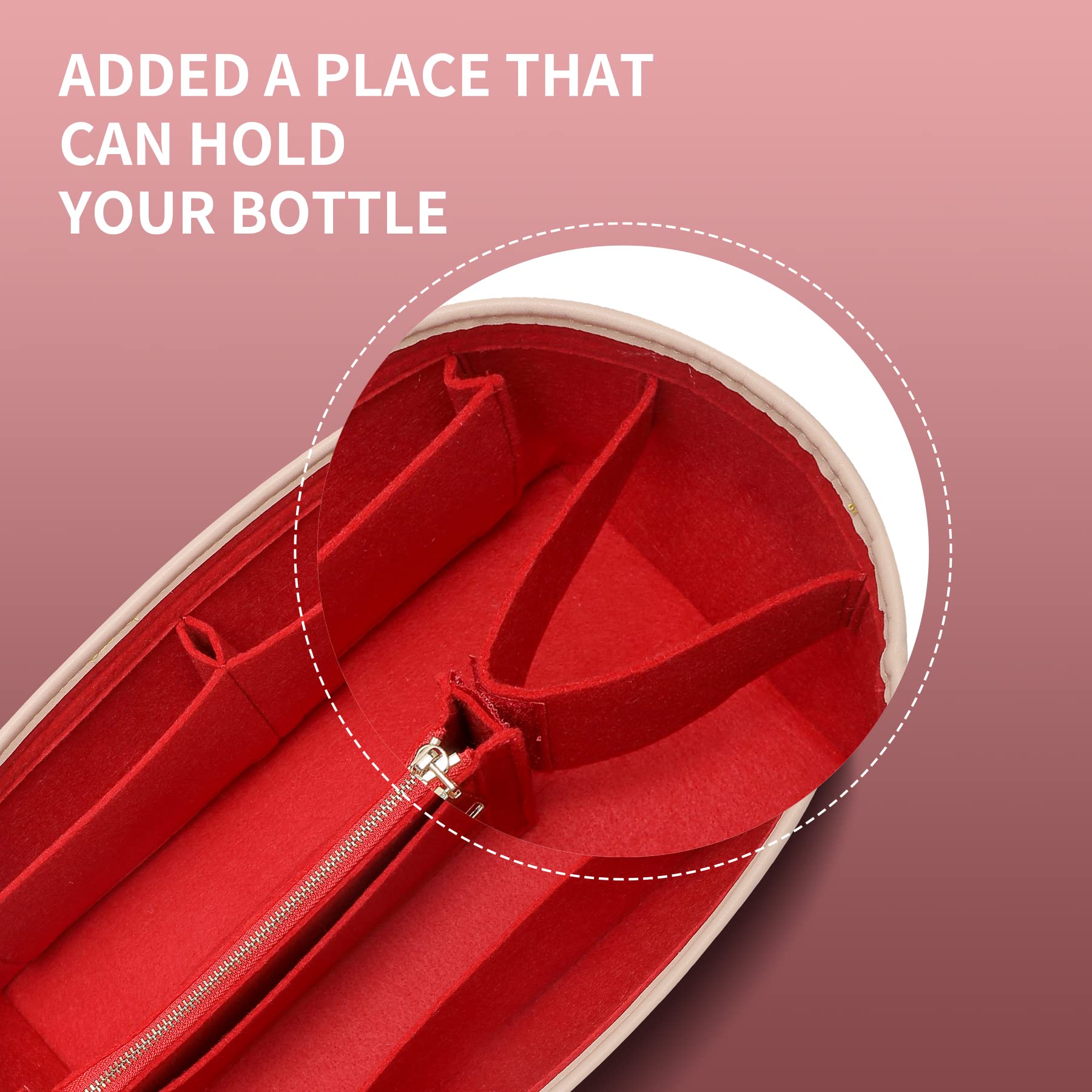 Doxo Purse Organizer Insert for Tote Bags & Handbags - Perfect Fit for Louis Vuitton Speedy 25, Travel & Everyday Use (Red, Medium Size with Bottle Holder) - Ideal for Work, Travel & Organization