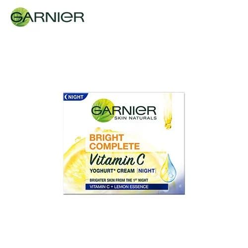 Garnier Bright Complete Vitamin C Skincare Set - Night Cream (18g), Face Serum (7ml), Gel Face Wash (50g) | Brightening, Anti-Aging | Perfect for Nighttime Routine & Glowing Skin