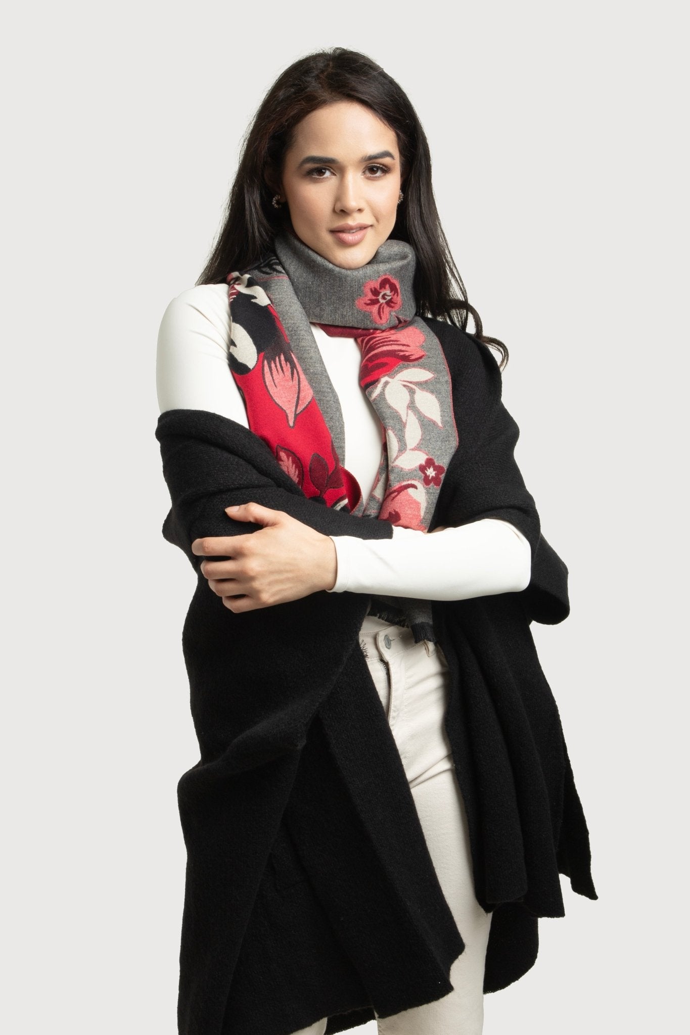 Flower Bloom Reversible Scarf - Soft Lightweight Womens Fashion Accessory for Spring Summer Outfits, Travel & Special Occasions