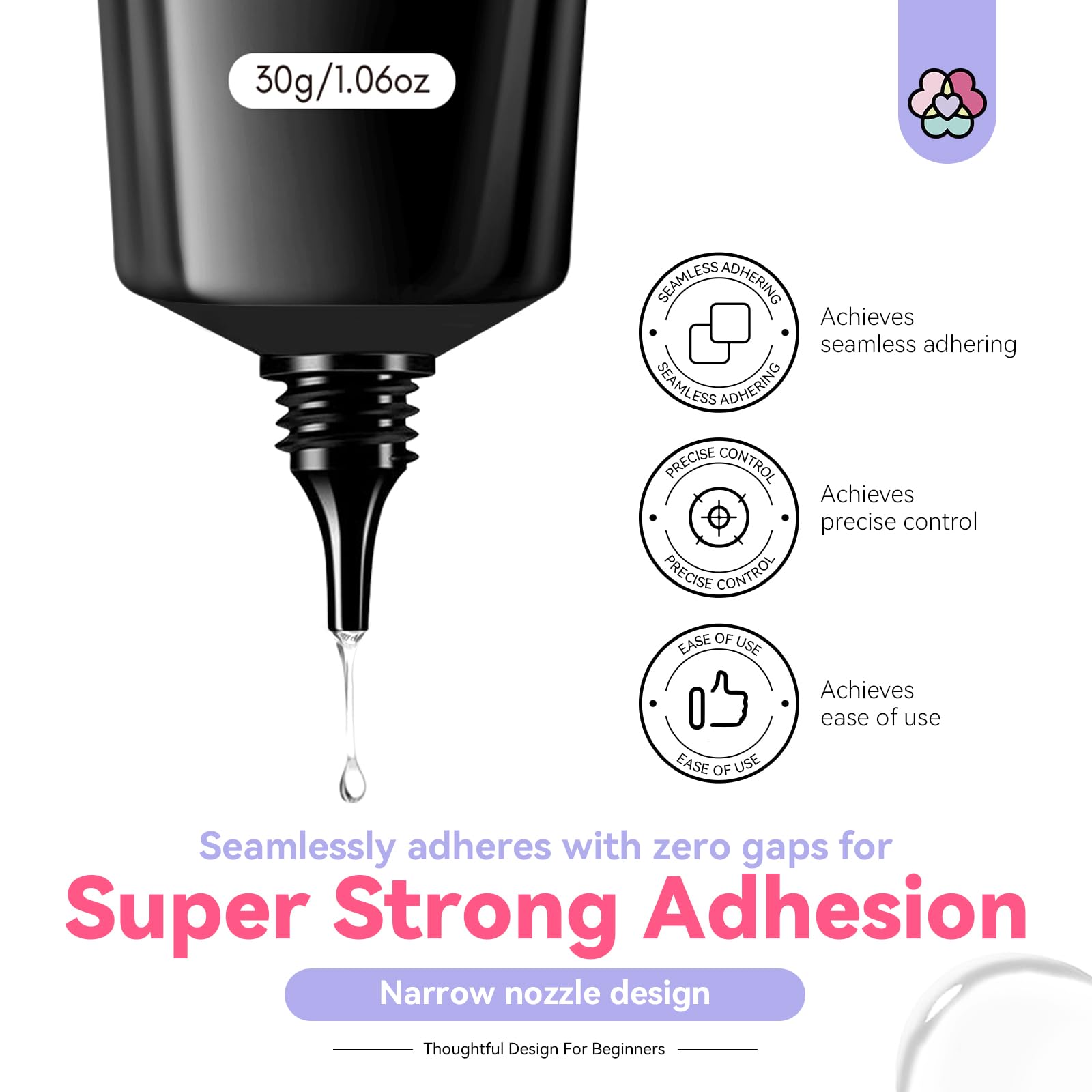 SAVILAND Rhinestone Glue for Nails - Super Strong 30g Nail Art Adhesive with Rhinestone Picker & Tweezers - Long Lasting Nail Glue for 3D Gems, Charms and Big Decorations - Perfect for DIY Nail Art, Salon Professionals and Home Manicures