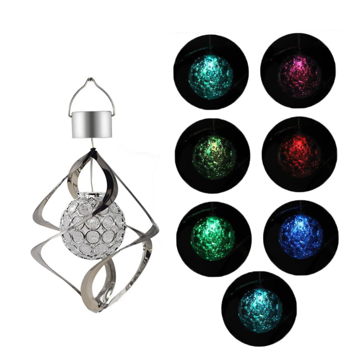 2 Pack Solar LED Wind Chimes & Spinner Lights - Outdoor Solar Powered Garden Decor with Colorful LED Balls for Patio, Yard, Christmas & Holiday Decoration