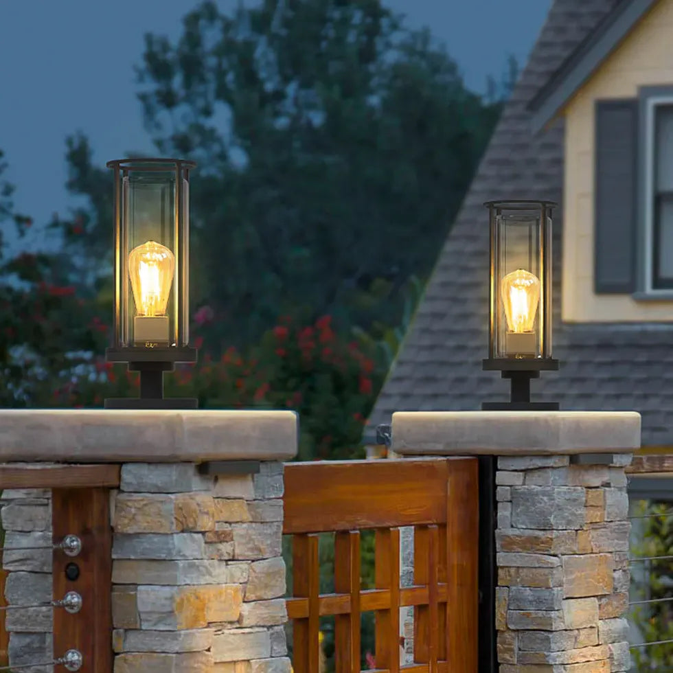 Vintage Bulb Cylinder Bollard Lights - Outdoor Garden & Pathway Lighting for Patio, Yard, and Driveway Decor