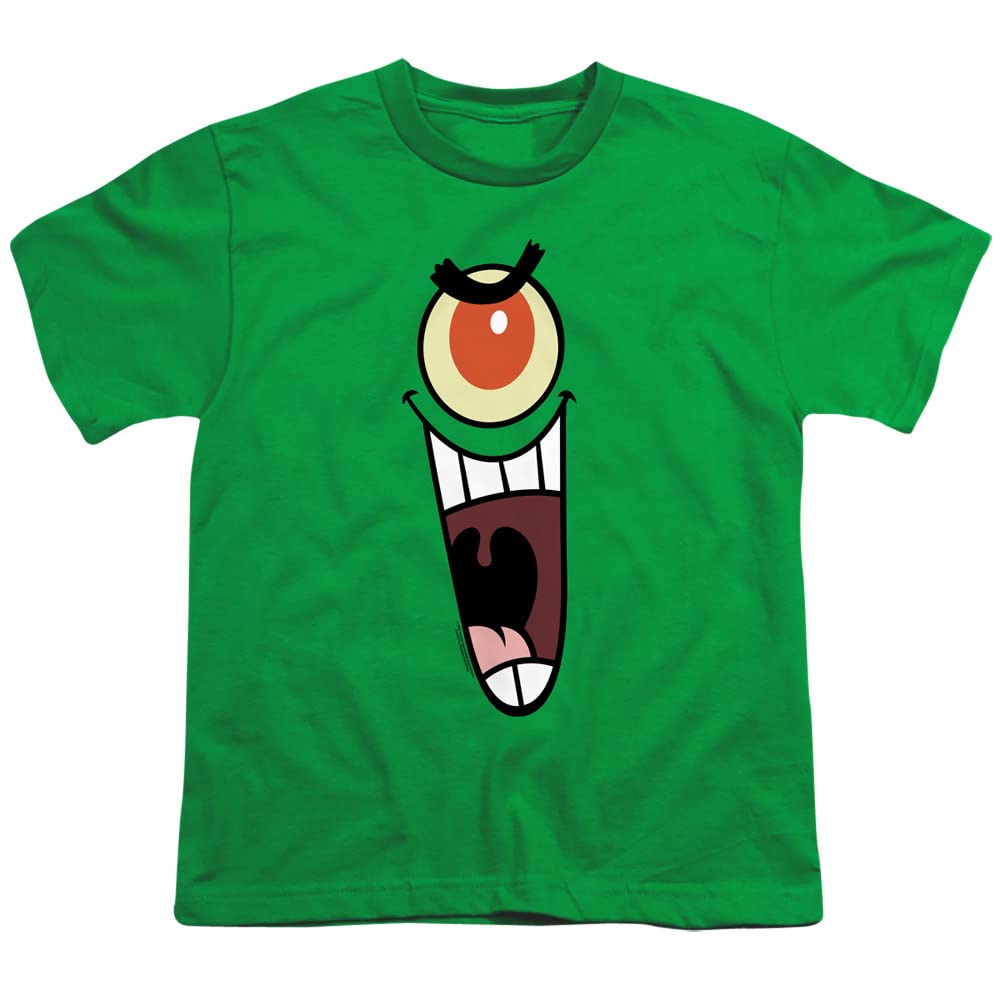 Popfunk Spongebob Plankton Sinister Face Youth T-Shirt for Kids & Boys Girls - Fun Cartoon Character Tee for School, Playdates & Birthday Parties