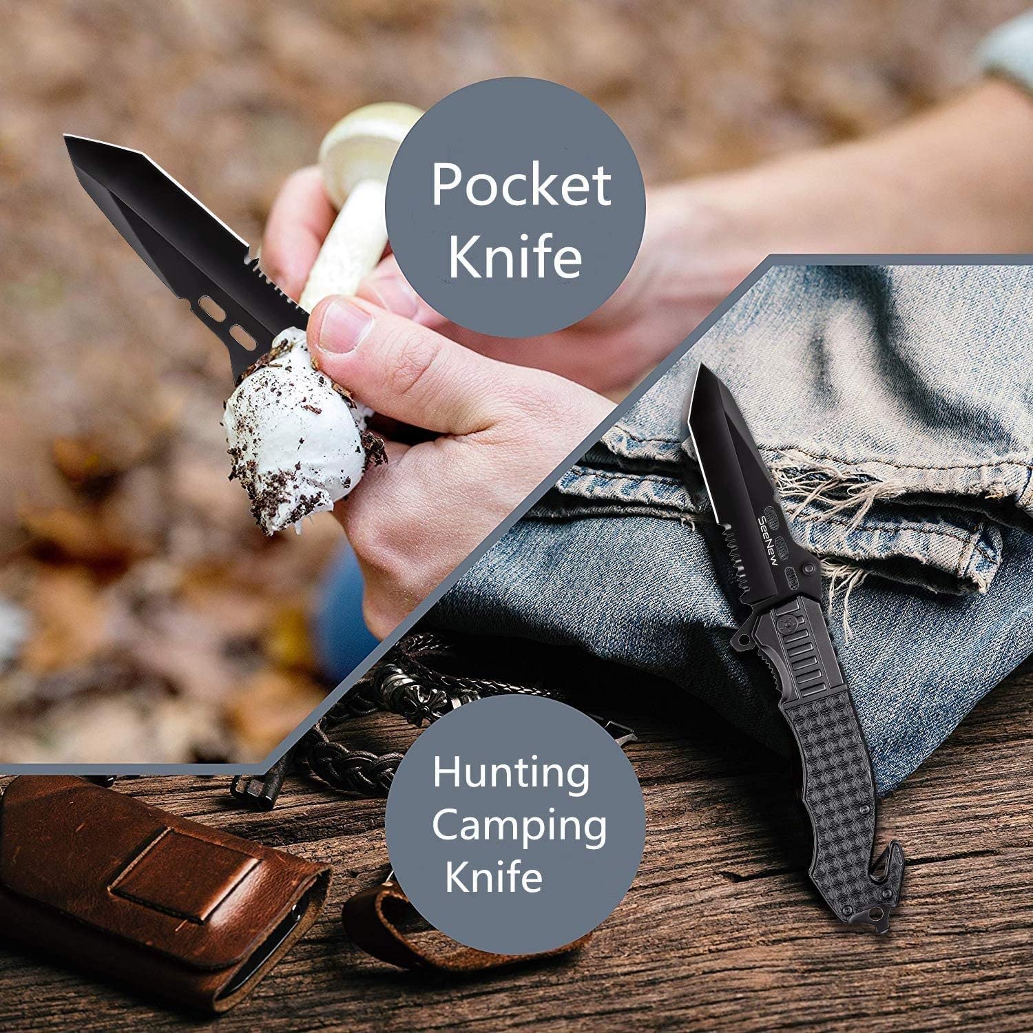 Best Folding Pocket Knife for Outdoor Survival - Stainless Steel Blade & Aluminum Handle | Compact One-Hand Operation | Ideal for Work, Hiking, Camping, Bushcraft & Everyday Carry (EDC)