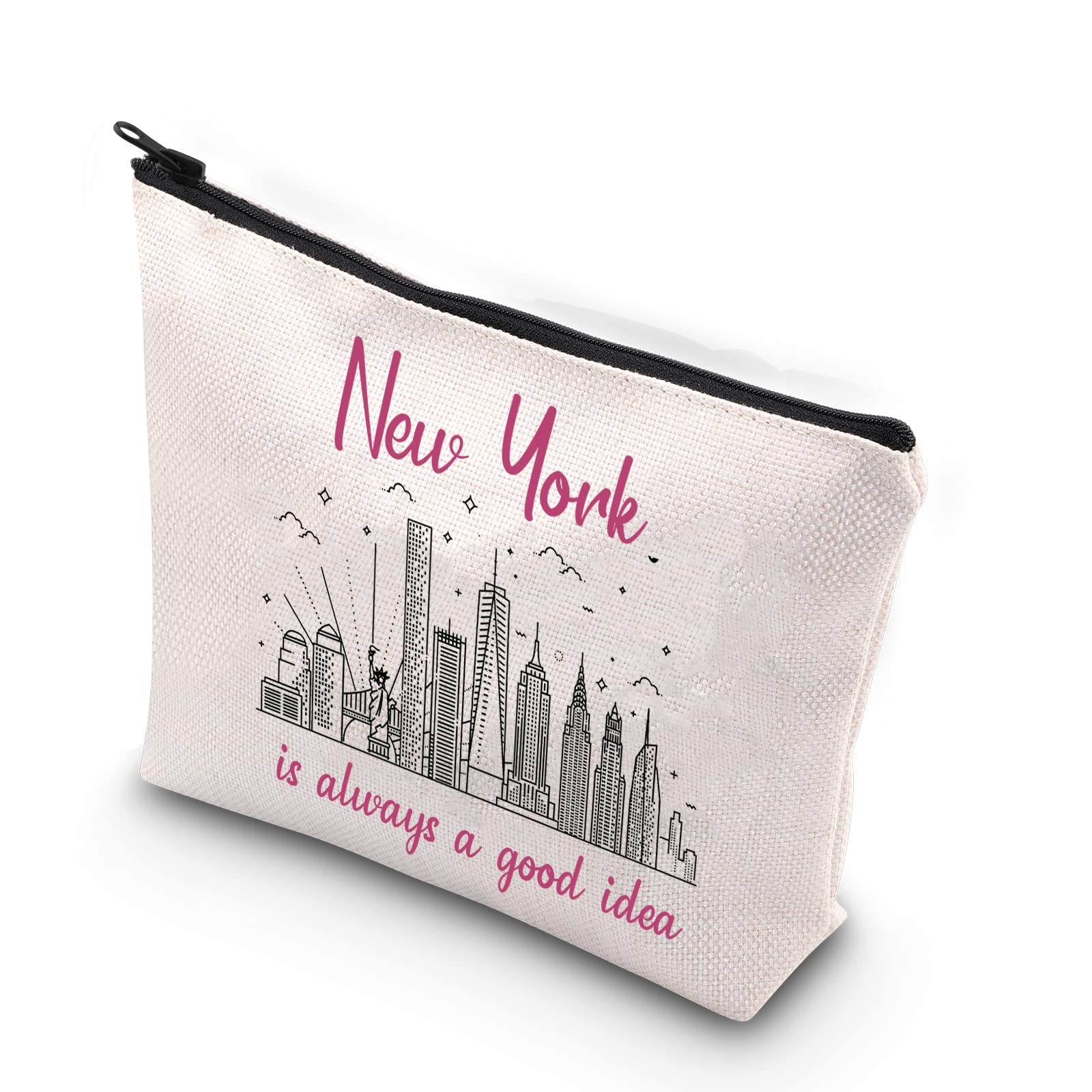 TSOTMO New York Bachelorette Party Favor - 'New York Is Always A Good Idea' Makeup Bag & Travel Pouch | Perfect for Vacation, Bridal Shower Gifts & Cosmetic Storage