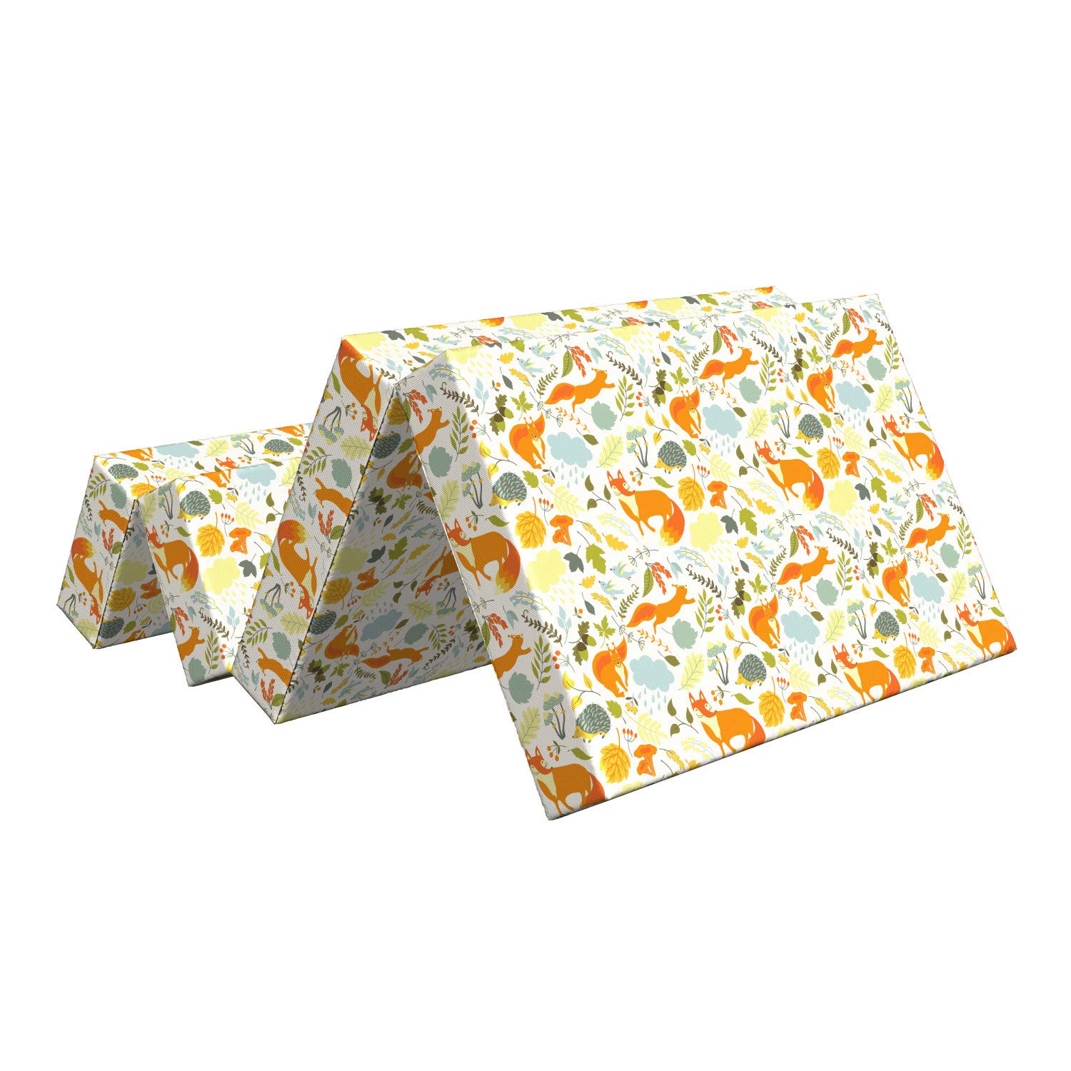 Ambesonne Foldable Mattress - Woodsy Botanical & Animal Print, 74.8