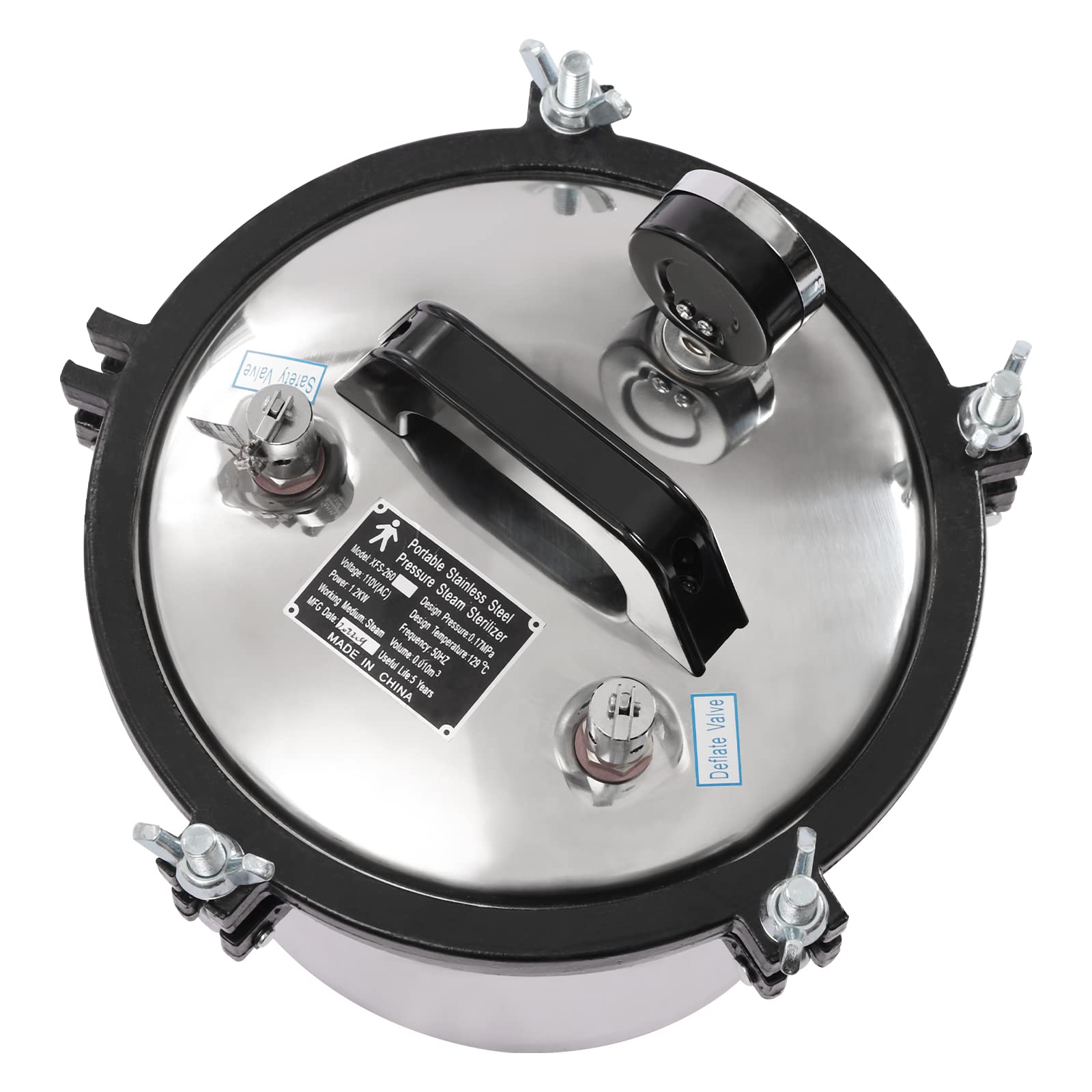 Portable 8L Steam Autoclave Sterilizer - 110V 1.2KW High Pressure Cleaning Machine with 264°F Temperature Control | Stainless Steel Lab & Home Sterilization Equipment for Medical Tools, Beauty Instruments & Baby Bottles