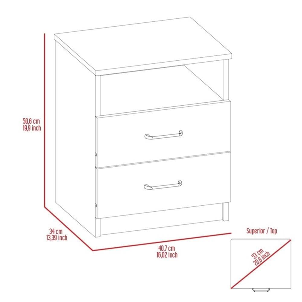 TUHOME Napoles Night Stand - Light Gray Engineered Wood Bedside Table with Drawer - Modern Bedroom Furniture for Small Spaces, Home Decor, Living Room & Guest Room Use