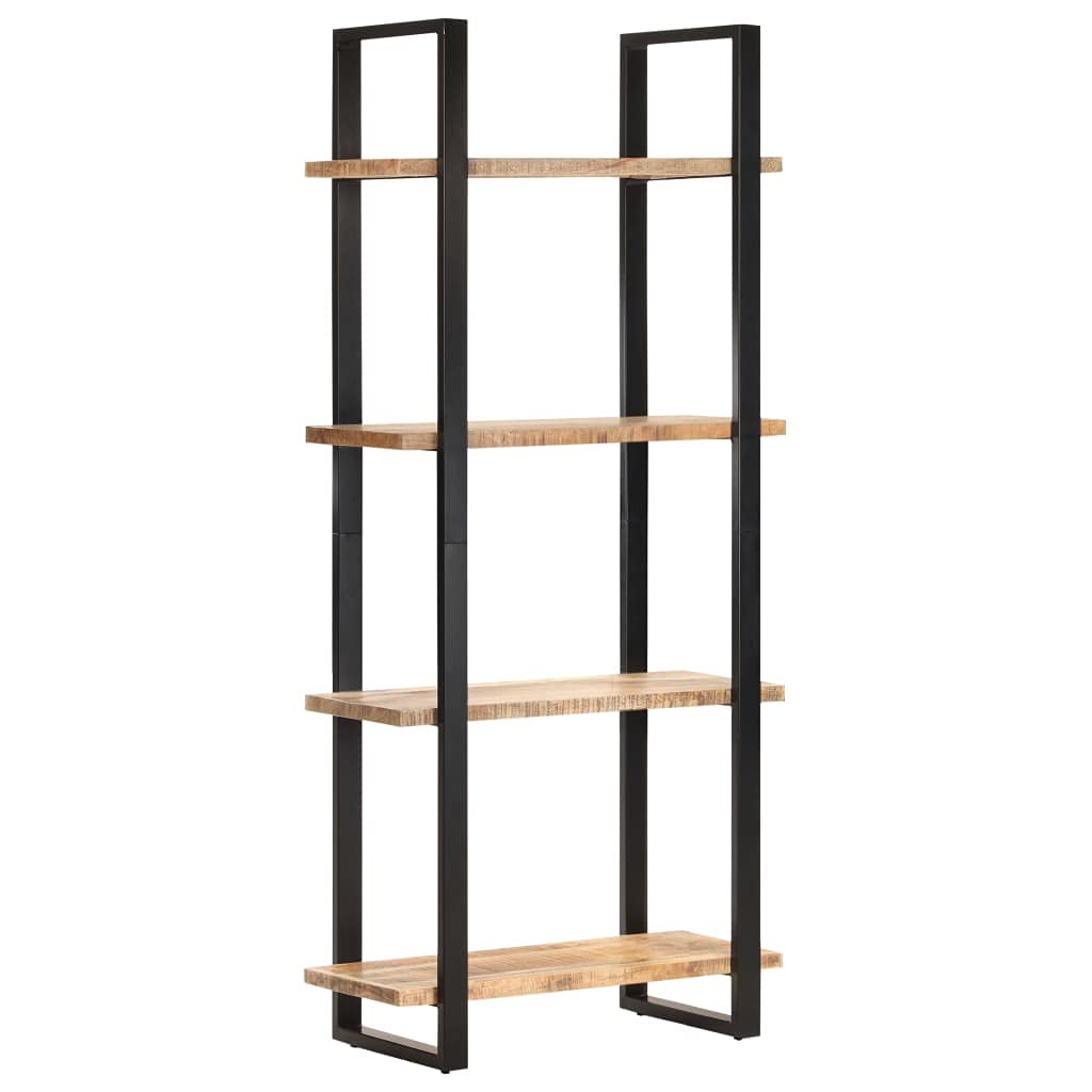 4-Tier Retro Industrial Bookcase - Mid-Century Modern Bookshelf with Storage Shelves for Bedroom, Living Room, Office & Library | Sturdy Plant Stand & Home Decor Organizer | Brown Wooden Shelf for Books, Decor & Display