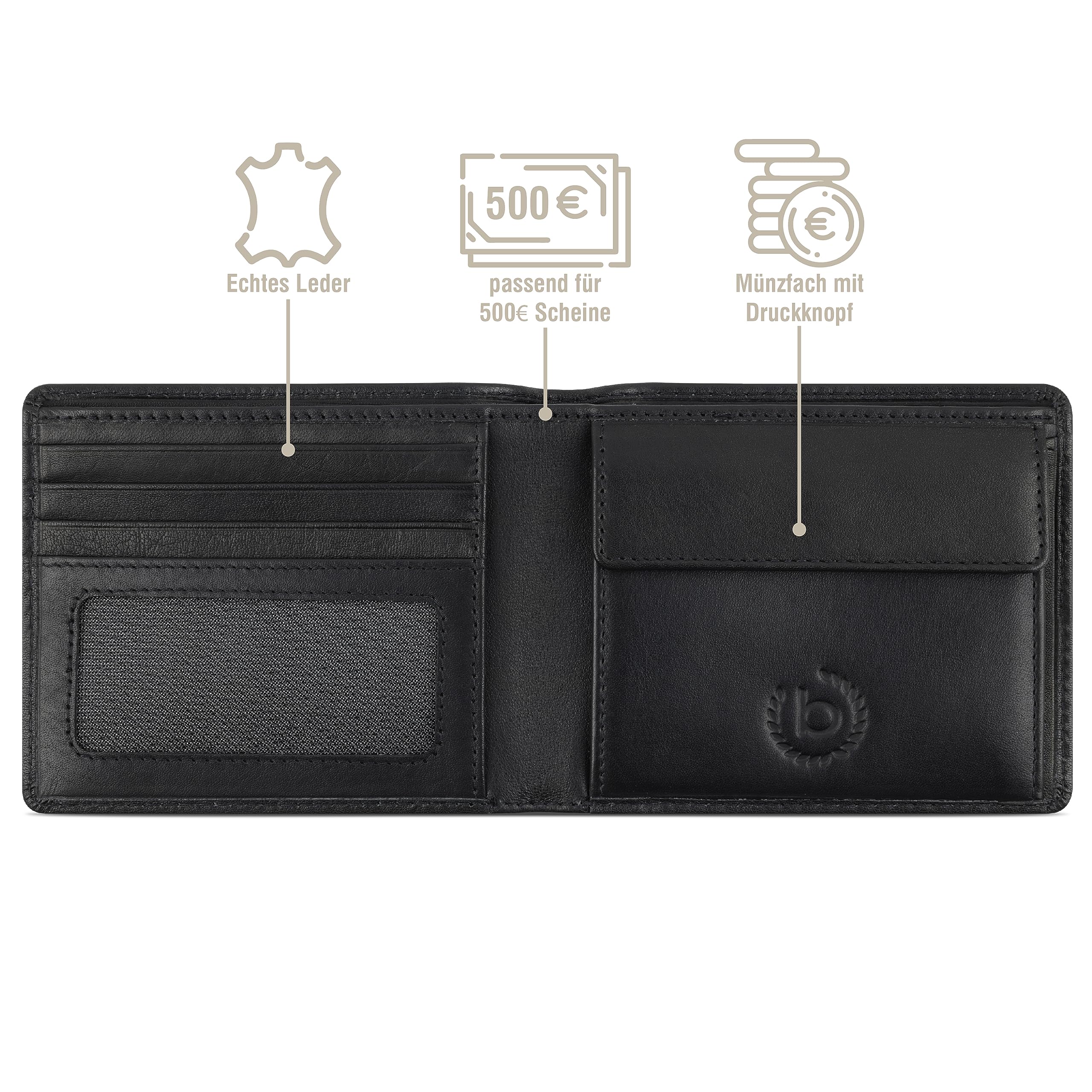 Bugatti Men's Leather Coin Pouch Wallet - Slim RFID Blocking Card Holder for Cash & Credit Cards | Perfect for Travel, Gym & Everyday Use