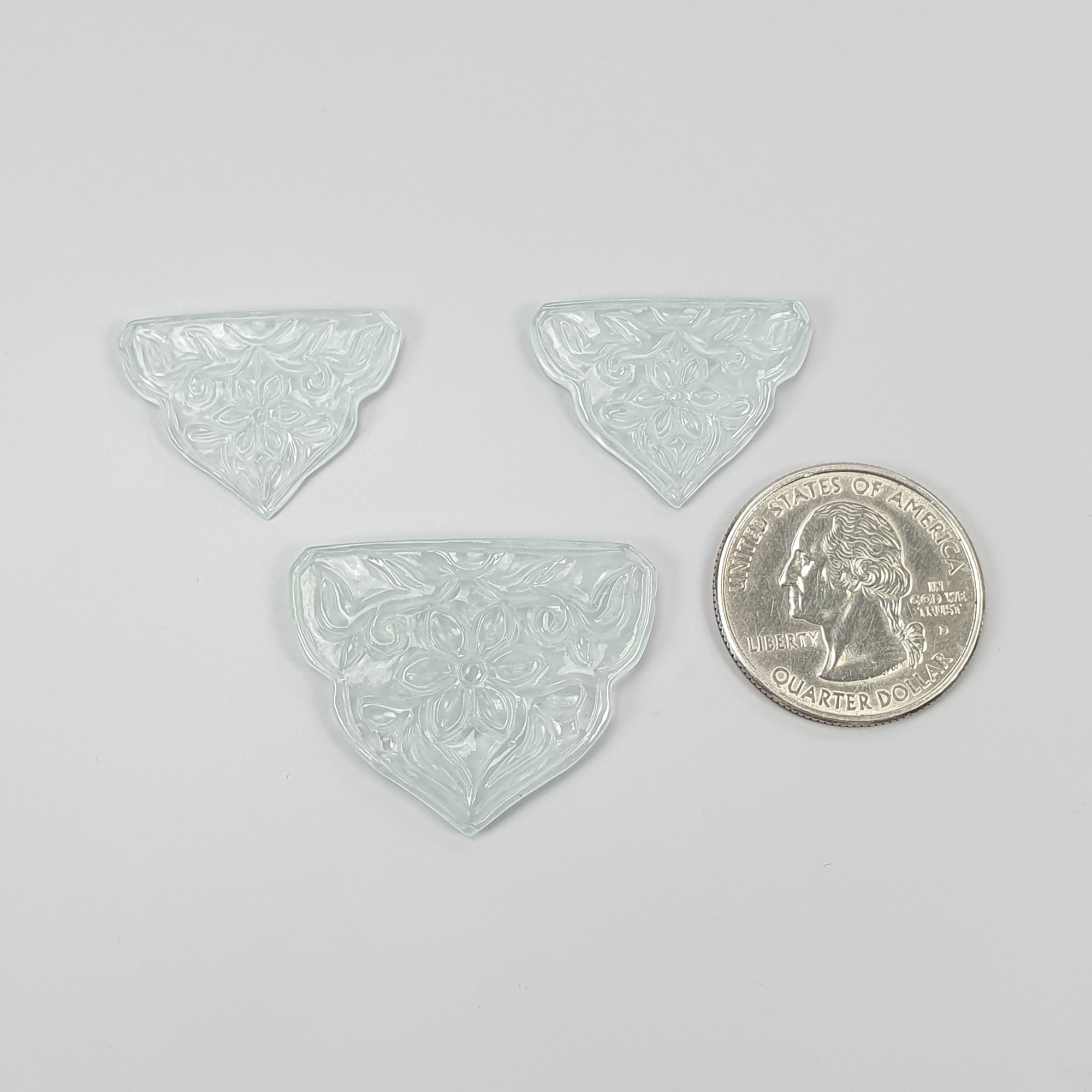 47.75cts Natural Untreated Blue Aquamarine Gemstone Carving - Handcrafted Uneven Shape 27x20mm & 34x26.5mm (3 Pieces) | Perfect for Jewelry Making, Crystal Healing & Collection Display