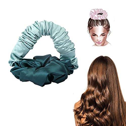 Heatless Curling Headband for Women - No Heat Hair Rollers & Ribbon Hair Curler for Overnight Waves - DIY Sleeping Curls Styling Tool for Long Hair (Blue) | Perfect for Home, Travel & Salon-Free Styling