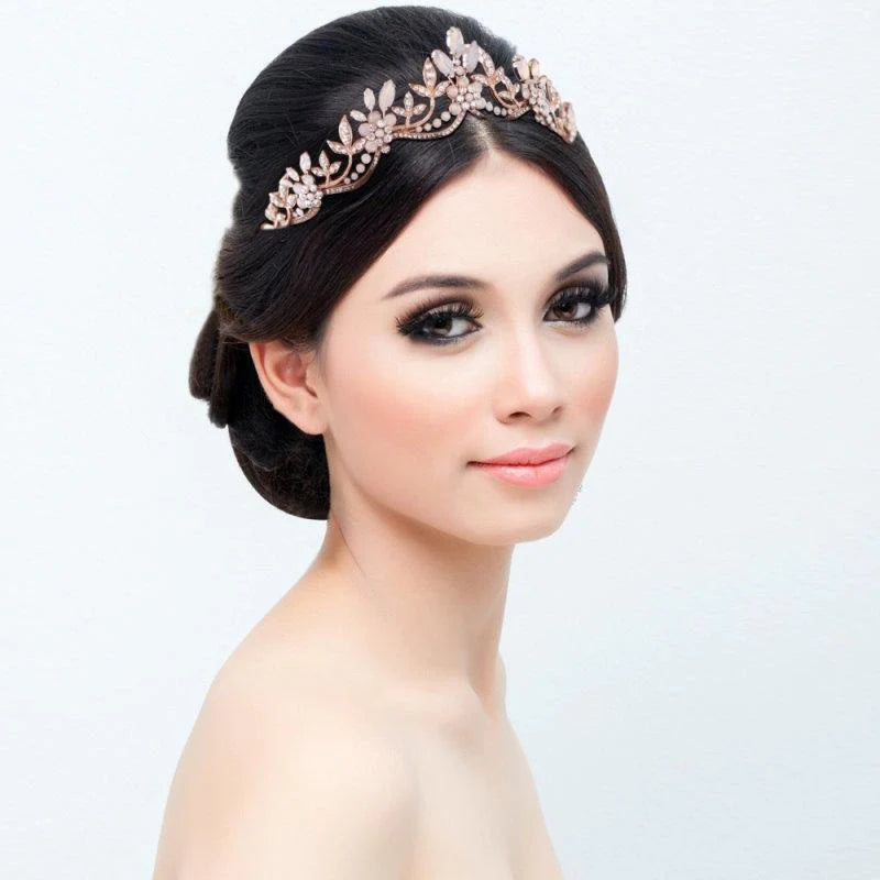 Elegant Gold Wedding Tiara with Sparkling Crystals - Perfect for Brides, Bridesmaids & Special Occasions | 7611