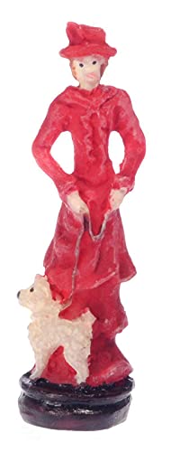 Lady in Red Statue - Handcrafted Doll House Miniature Figurine for Collectors | Victorian Home Decor, Fairy Garden Accessory
