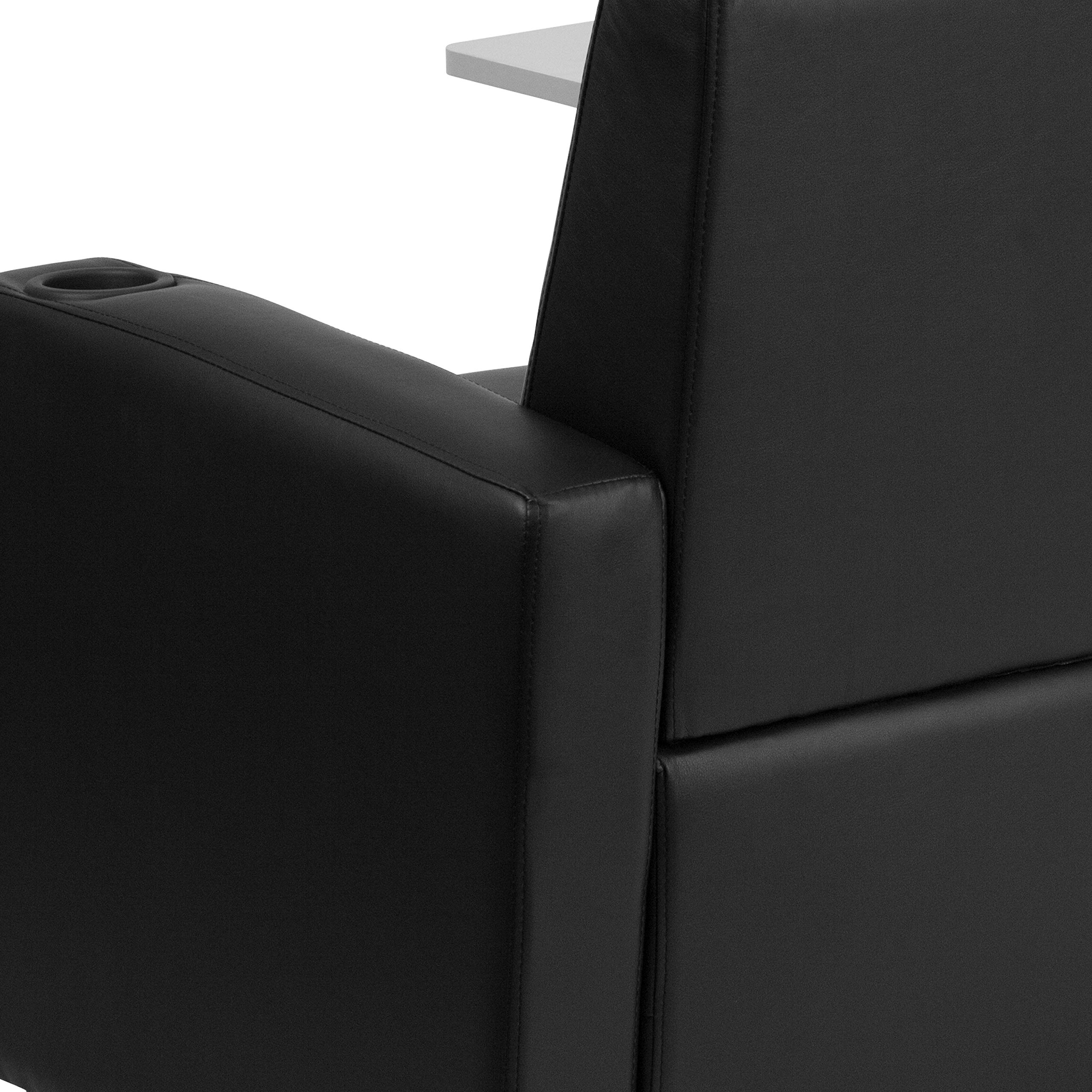 Flash Furniture George LeatherSoft Guest Chair with Tablet Arm & Cup Holder - Ergonomic Office Chair for Waiting Rooms, Reception Areas & Conference Rooms - Black