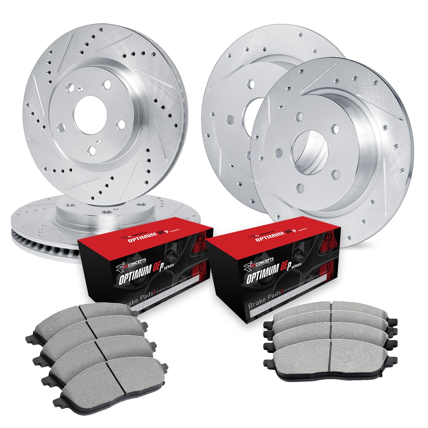 R1 Concepts Premium Front & Rear Brake Pads and Rotors Kit - Semi-Metallic Brake System for Cars, Trucks & SUVs | Improved Stopping Power & Durability | Perfect for Daily Commuting & Highway Driving | CEC.62038.03