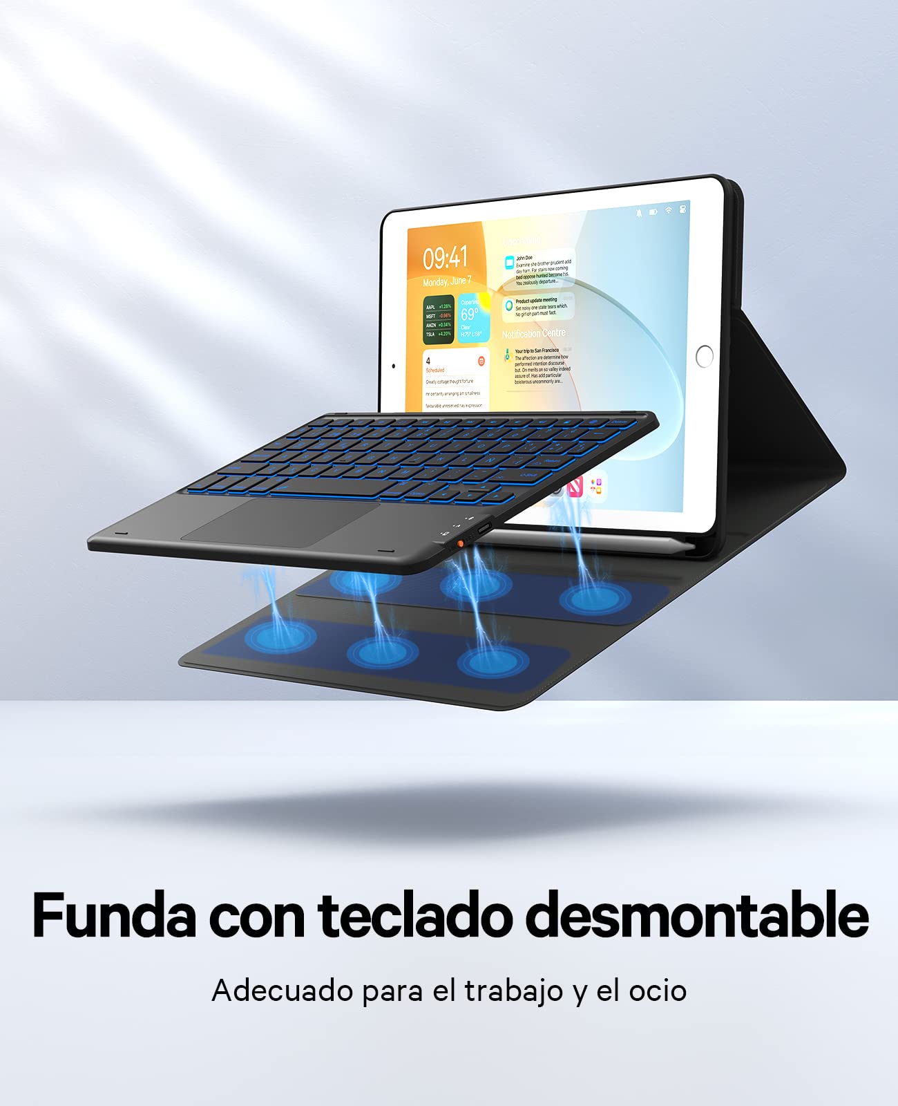 Earto Bluetooth Keyboard with Touchpad for iPad 9th/8th/7th Gen 10.2