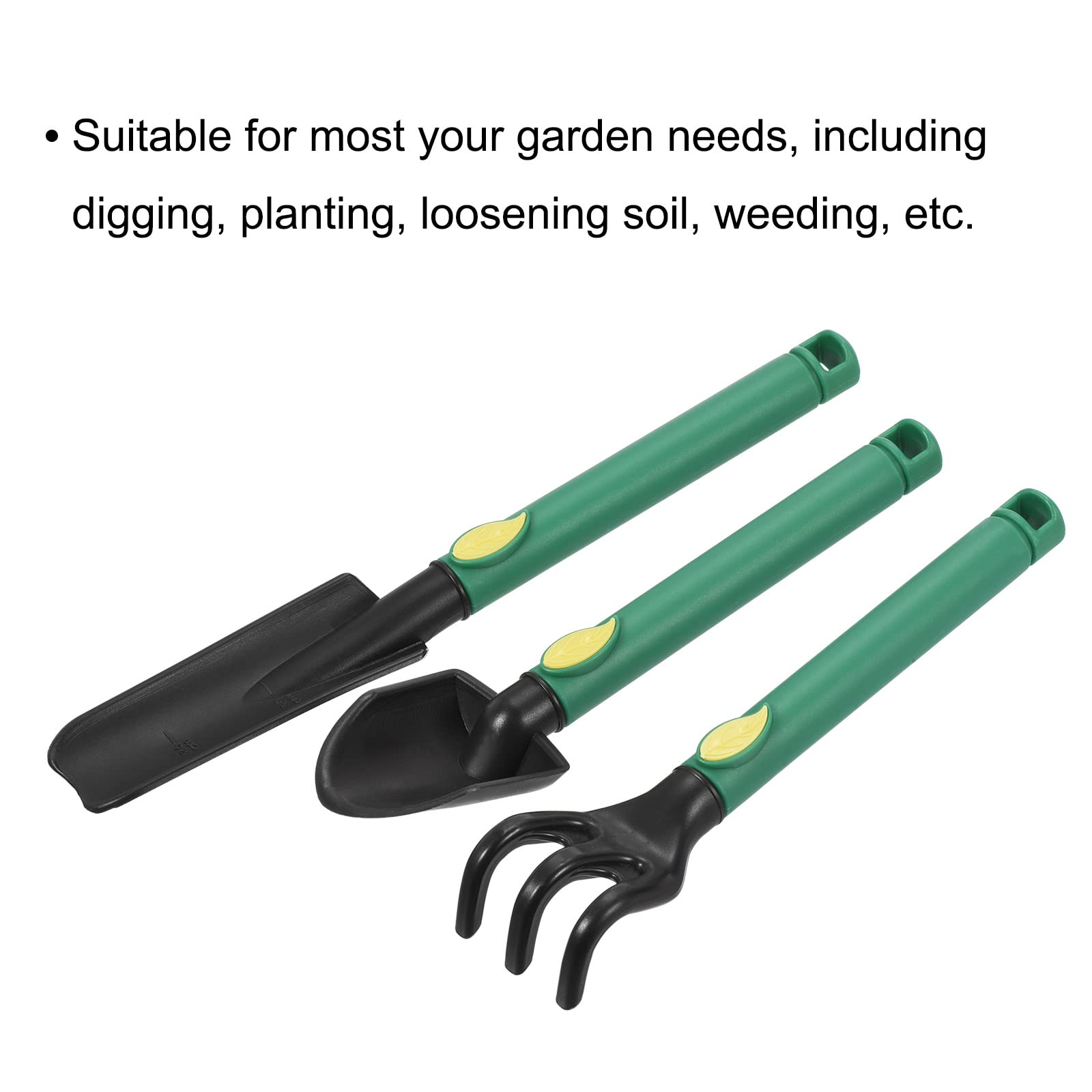 **MECCANIXITY Mini Garden Tools Set - 3Pcs Plastic Hand Tools for Gardening, Planting, and Transplanting (Trowel, Rake, Spade) - Ideal for Flowers, Succulents, Indoor & Outdoor Use**