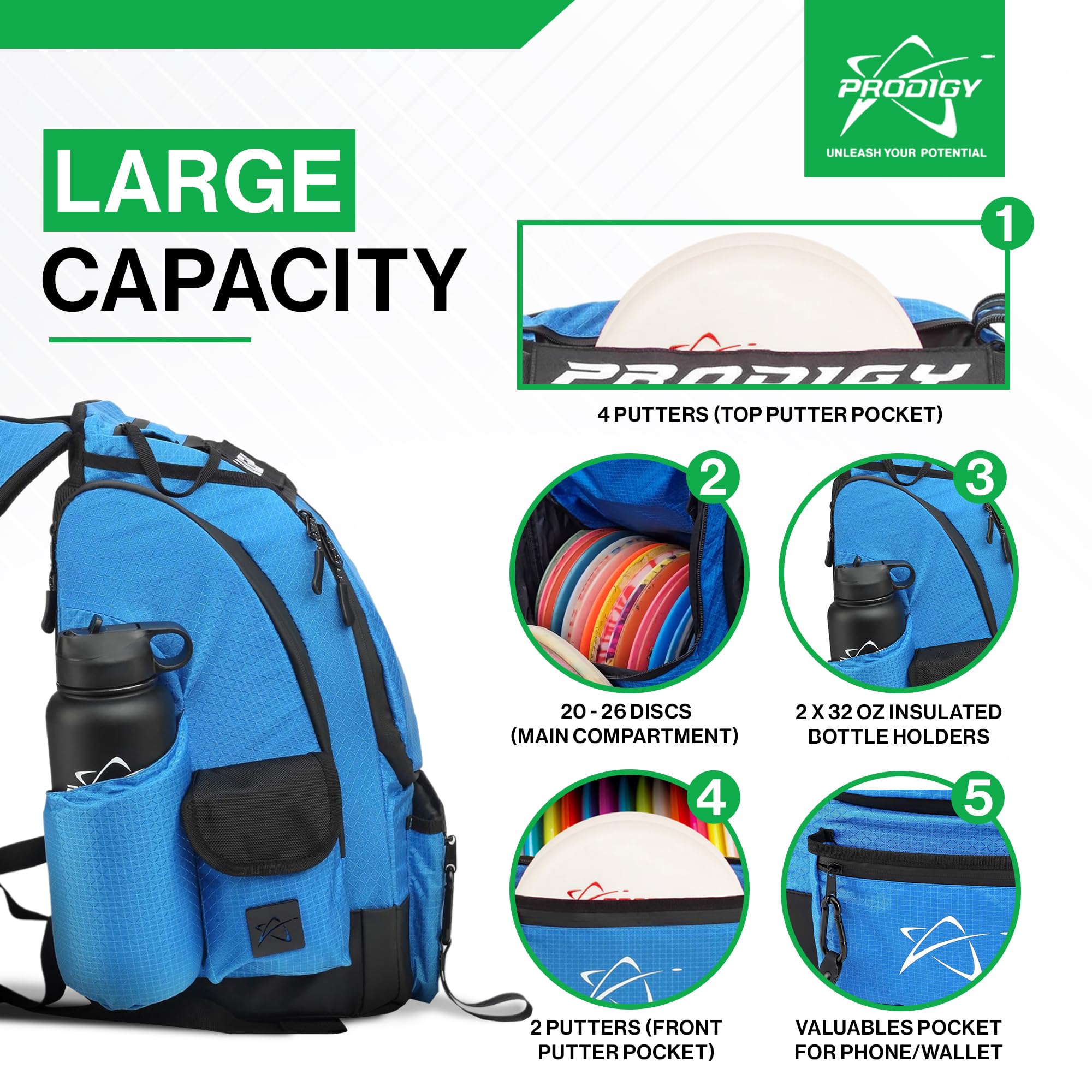 BP-1 V3 Disc Golf Backpack Bag - Lightweight & Durable Storage for Disc Golf Discs, Accessories | Perfect for Tournaments, Practice & Outdoor Play
