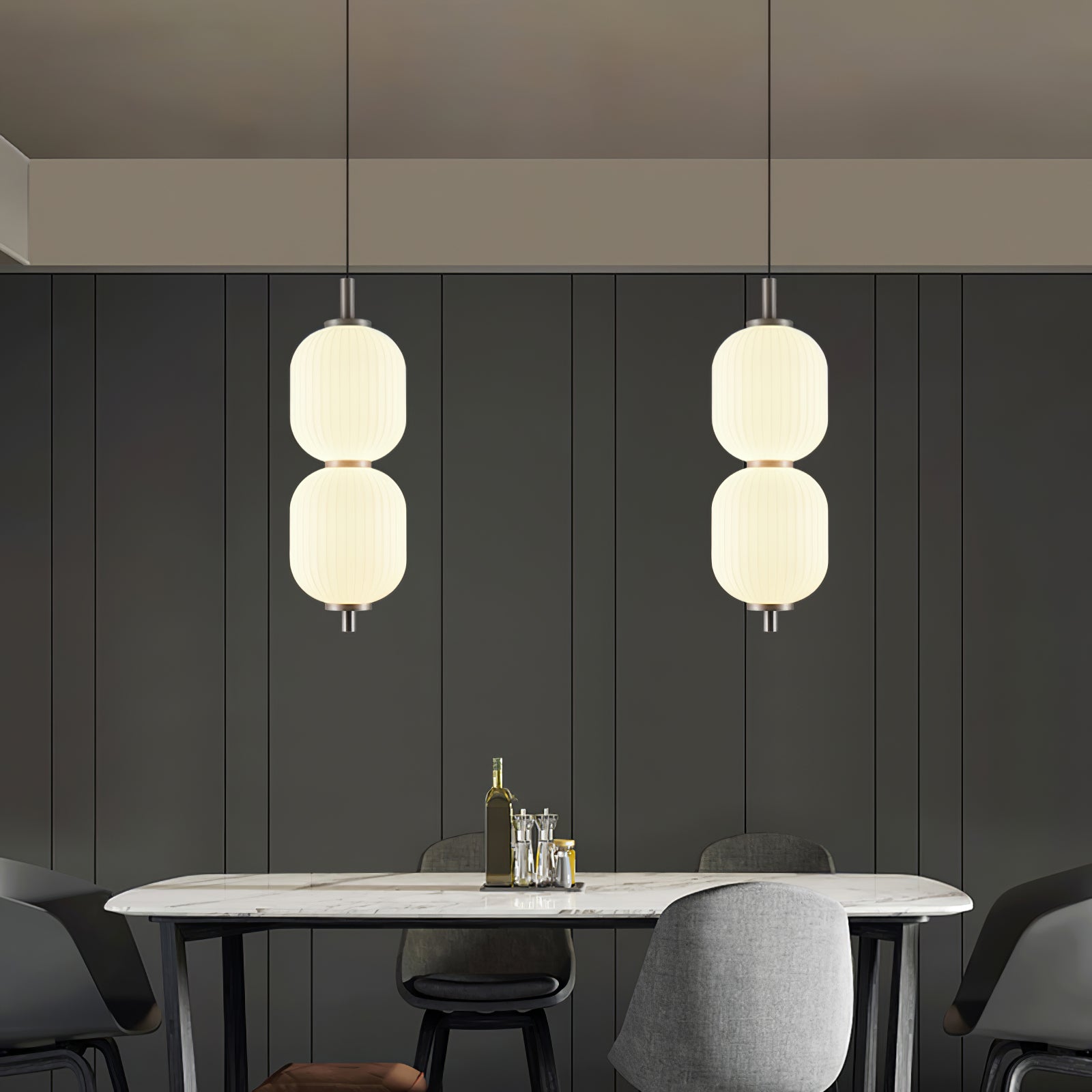 Modern Pendant Light Fixture - Adjustable Hanging Chandelier for Kitchen Island, Dining Room & Bedroom - Elegant Glass & Metal Ceiling Lamp for Home Decor