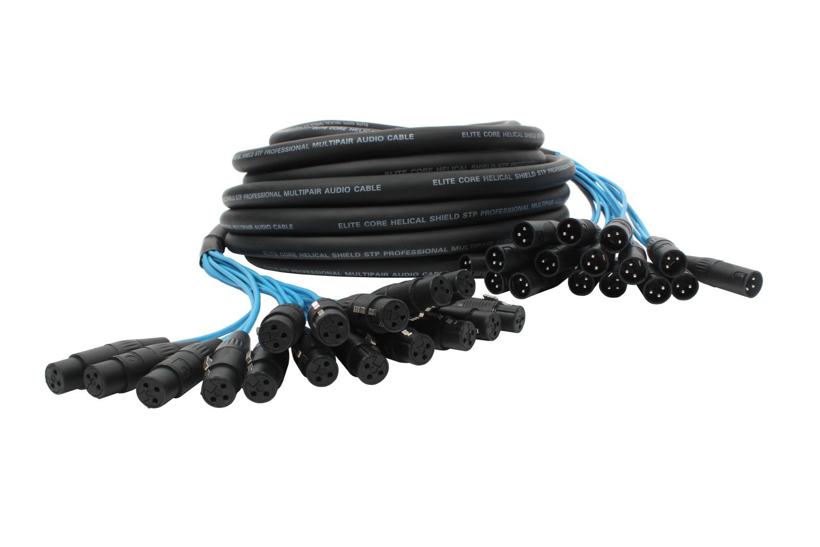 Elite Core PEX1650 16-Channel XLR Fan-to-Fan Audio Snake Cable - 50 ft (15m) Professional Stage & Studio Extension for Live Performances, Recording, and Events