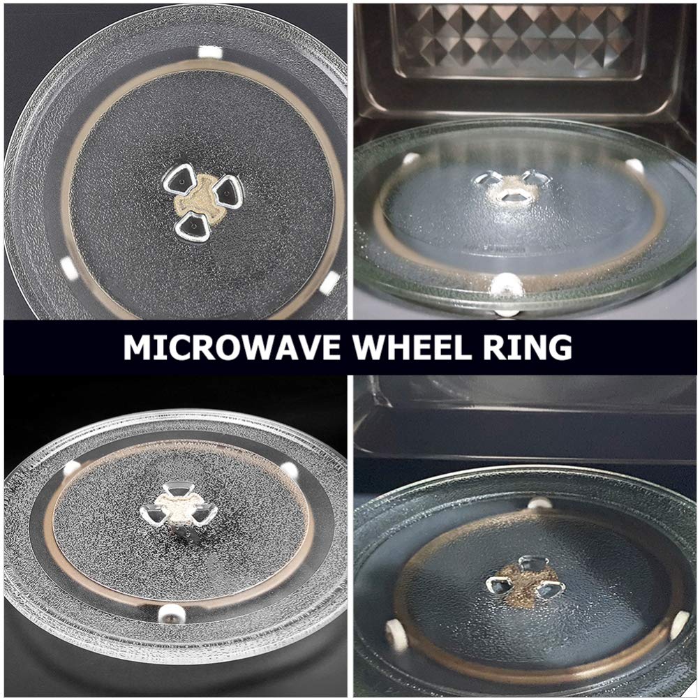 2 Pack Hemoton Microwave Turntable Bracket - 3 Wheel Oven Rack Replacement, Plastic Ring Turntable Holder for Microwave Inner Support | Fits Most Brands, Easy Installation | Perfect for Heating Food Evenly & Replacing Broken Parts