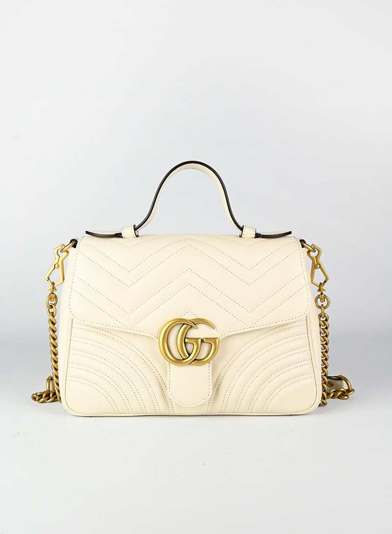 Gucci Marmont Leather Shoulder Bag in White | Luxury Designer Handbag for Women | Perfect for Parties, Work & Everyday Use