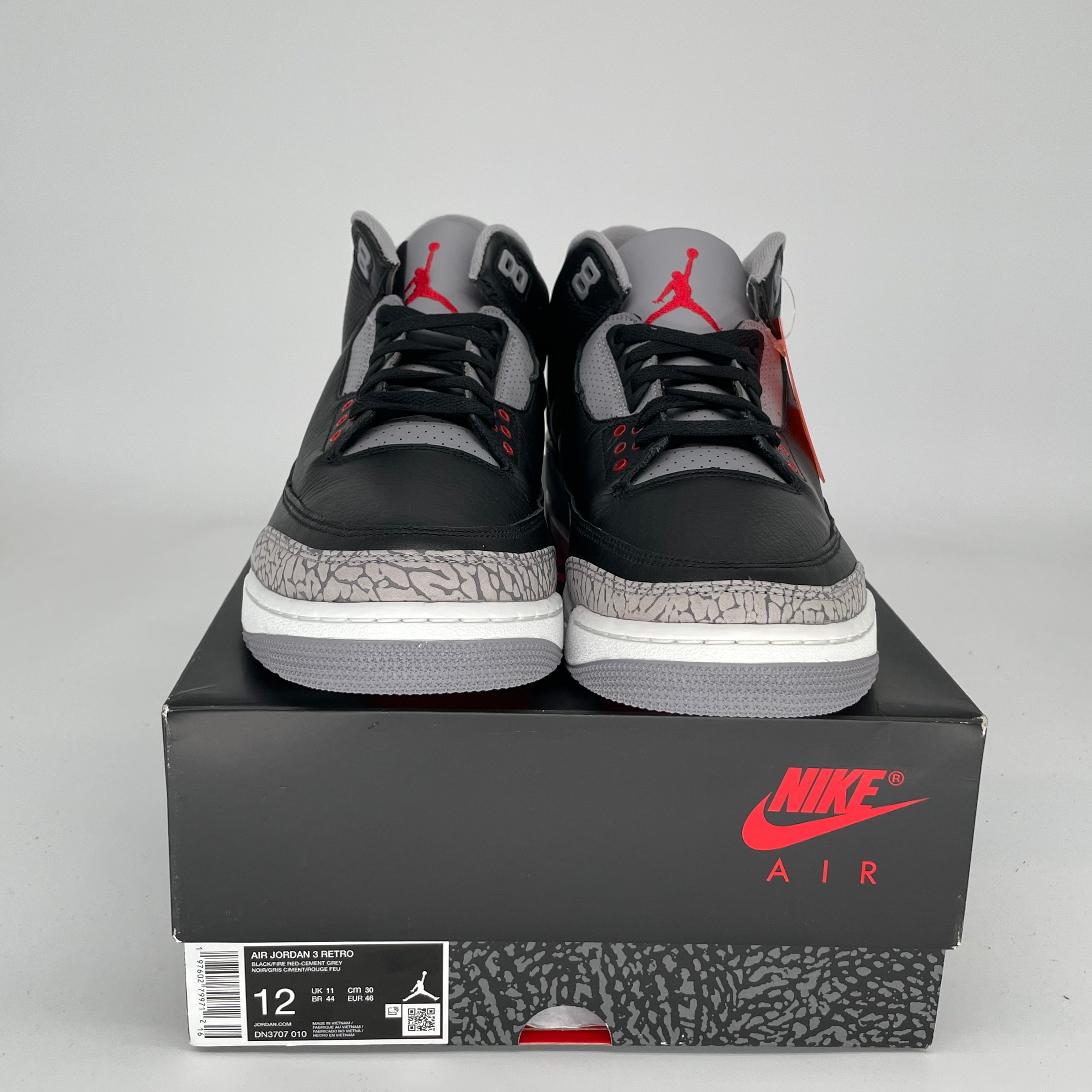 Original Air Jordan 3 Black Cement Reimagined - Men's Size 12 (DN3707-010) | Retro Basketball Sneakers for Streetwear & Casual Outfits