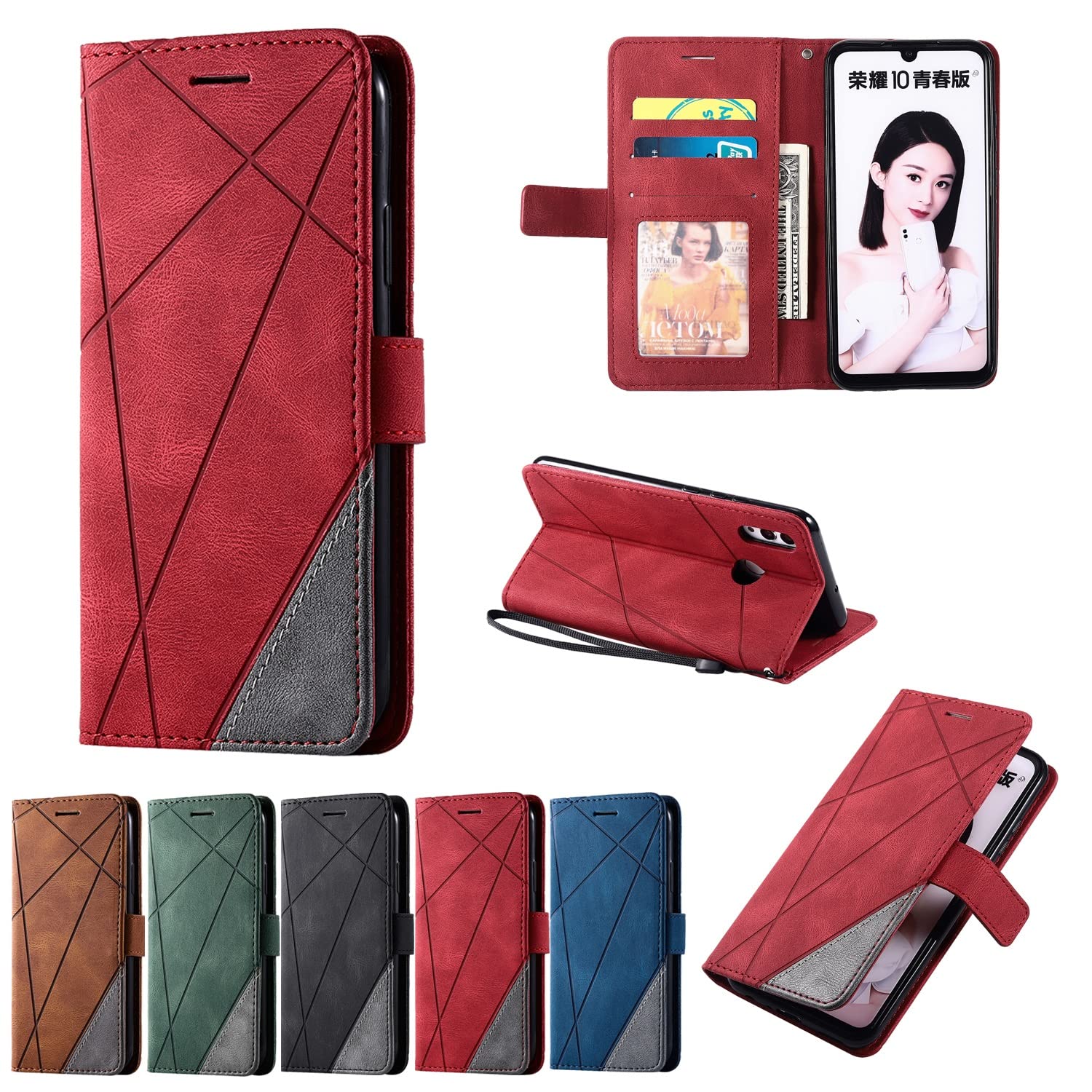 Premium PU Leather Flip Wallet Case for Huawei P Smart 2019/Honor 10 Lite - Shockproof TPU Inner Shell with Card Slots & Magnetic Closure | Perfect for Business Travel & Daily Protection