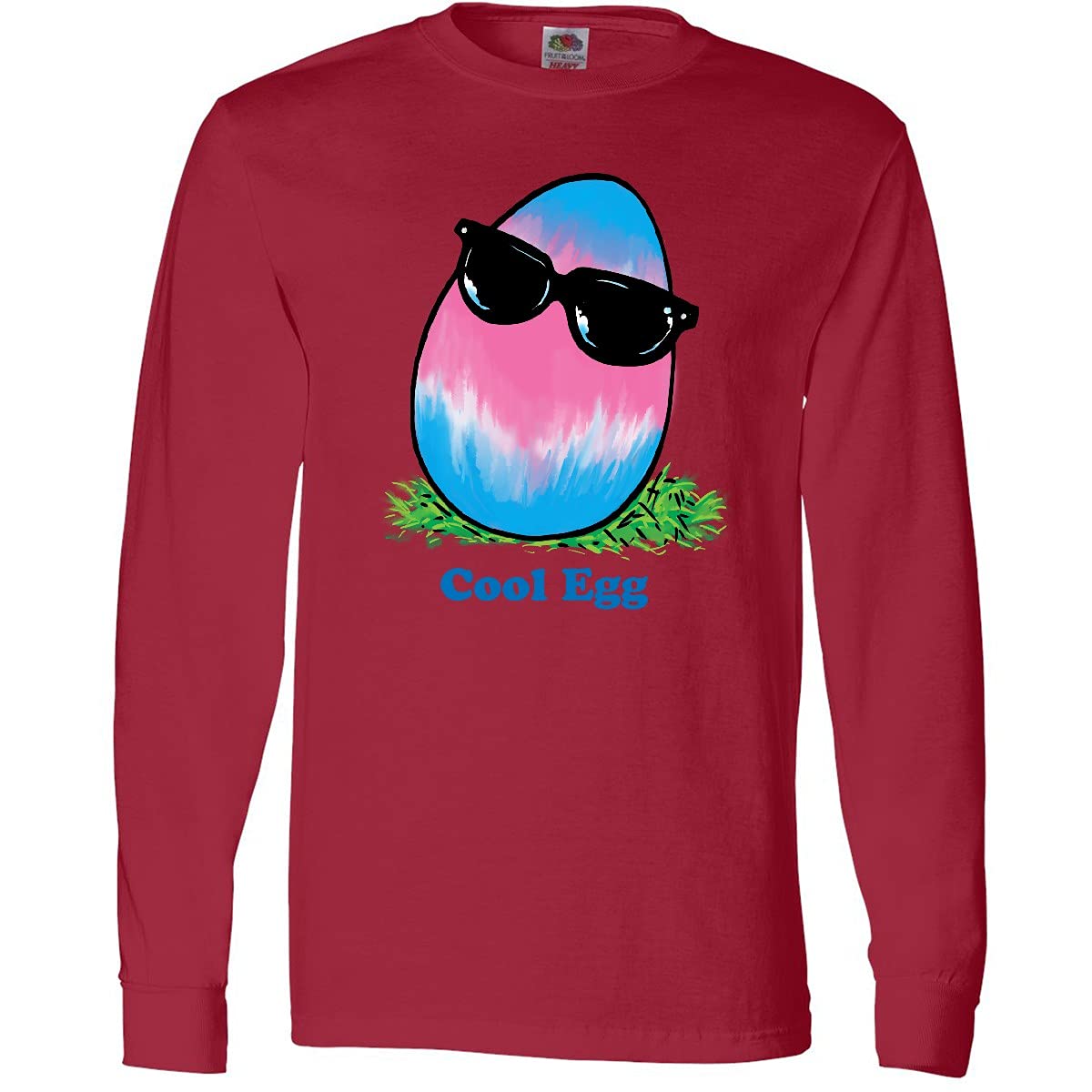 Inktastic Easter Pink and Blue Cool Egg Design Adult Long Sleeve T-Shirt - Perfect for Easter Celebrations, Holiday Parties & Casual Wear