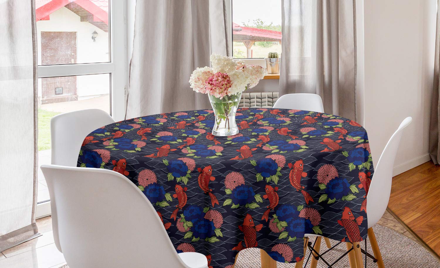 Ambesonne Asian Round Tablecloth 60