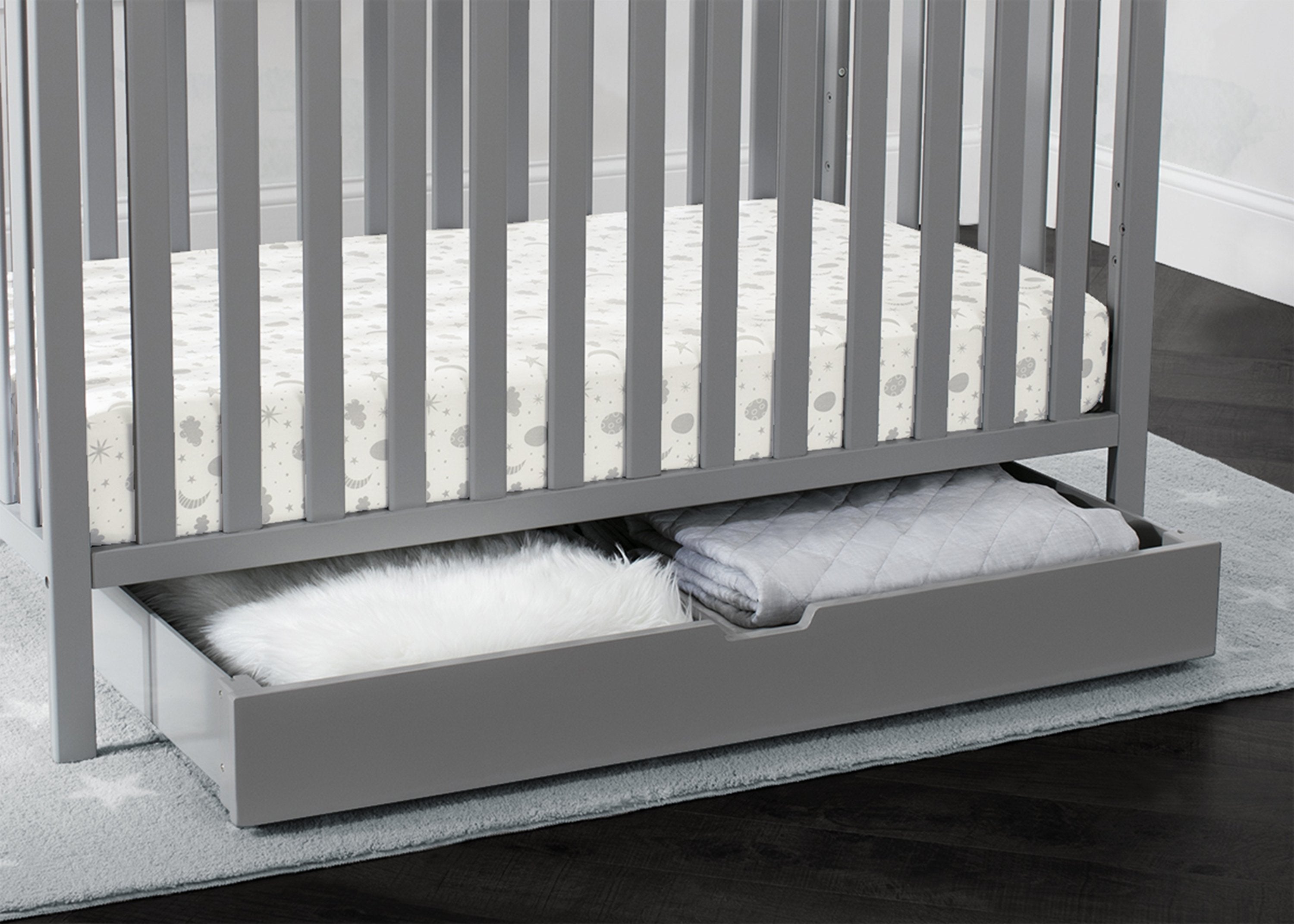 Under Crib Roll Out Storage Trundle - Space Saving Baby Nursery Organizer for Diapers, Blankets & Toys - Perfect for Small Bedrooms & Nursery Organization