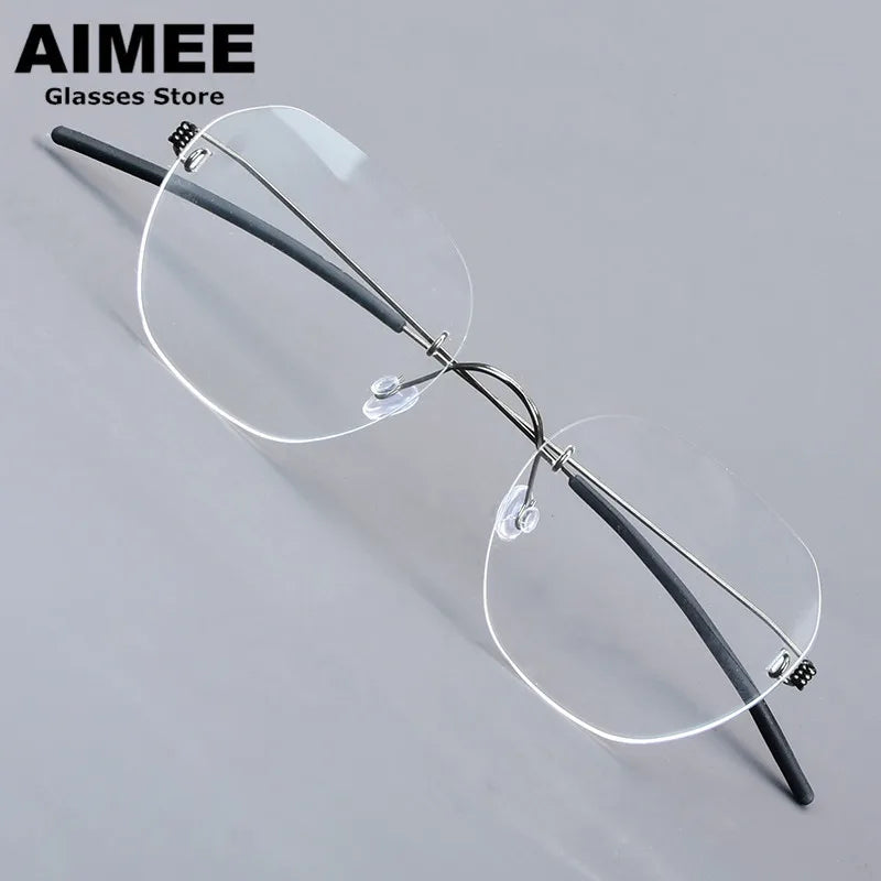 Aimee Women's Rimless Flat Top Oval Screwless Titanium Eyeglasses 92460 - Lightweight & Durable Titanium Frame for Work, Reading & Everyday Use