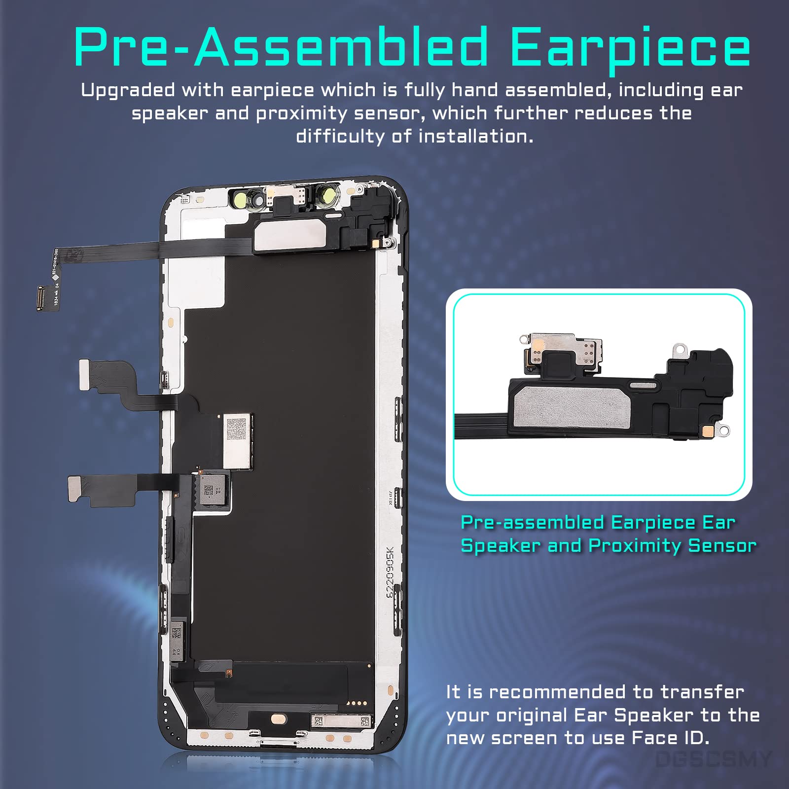 iPhone Xs Max OLED Screen Replacement 6.5 Inch with Front Speaker, Proximity Sensor & 3D Touch - Full Display Assembly Repair Kit for Models A1921 A2101 A2102 A2103 A2104 | Perfect for DIY Phone Repair at Home or Professional Tech Shops