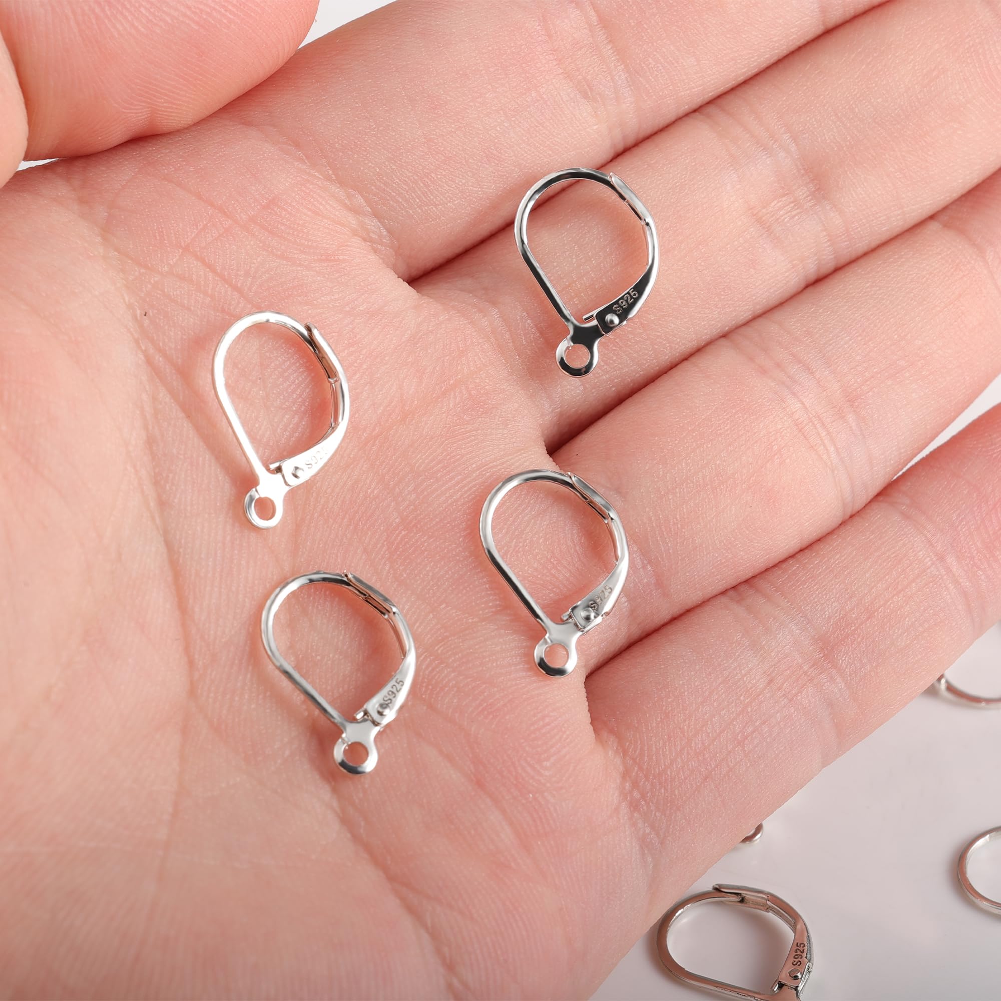 925 Sterling Silver Leverback French Hooks - Hypoallergenic Earring Backs with Jump Rings Set - Dangle Hooks Jewelry Findings for DIY Earrings, Necklaces & Bracelets - Perfect for Jewelry Making, Repair & Crafting Projects