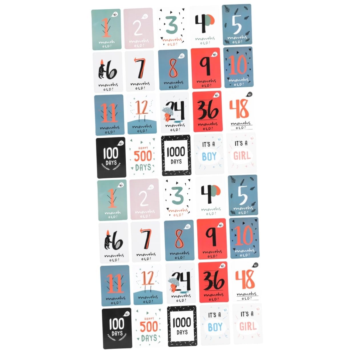 ORFOFE 2 Sets Baby Milestone Cards - Newborn to 12 Months Photo Props for Monthly Milestones, Baby Shower Gift, First Birthday - 20pcs x 2 - Perfect for Monthly Photo Shoots, Baby Album, and Milestone Tracking