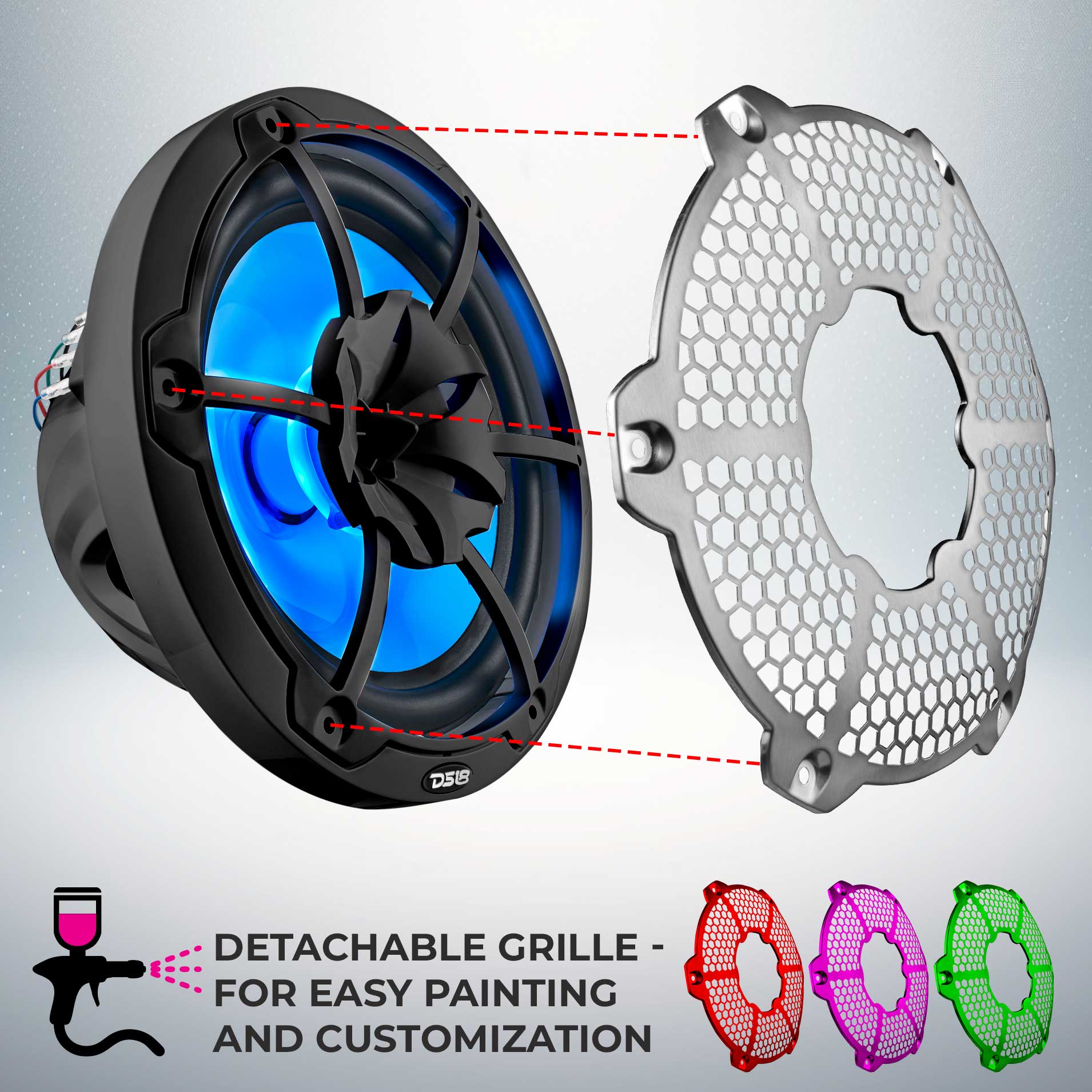 NXL 10 Inch 2-Way Coaxial Marine Speaker with RGB LED Lights - 200 Watts RMS, 4 Ohm, Black - Perfect for Boats, Yachts & Outdoor Waterproof Audio Systems